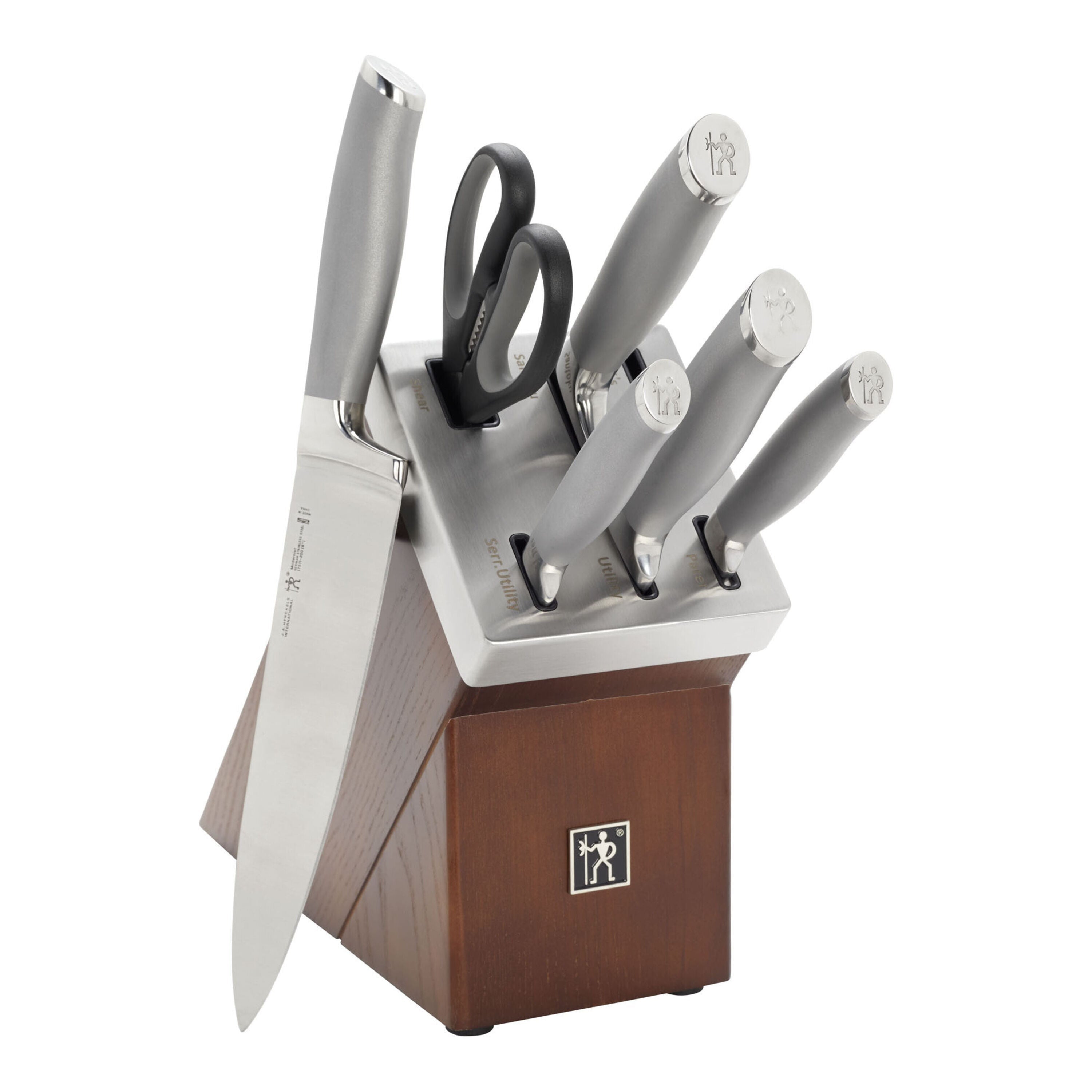 HENCKELS Modernist 7 Piece, Knife Block Set, Brown-n/a-DECOROLALA