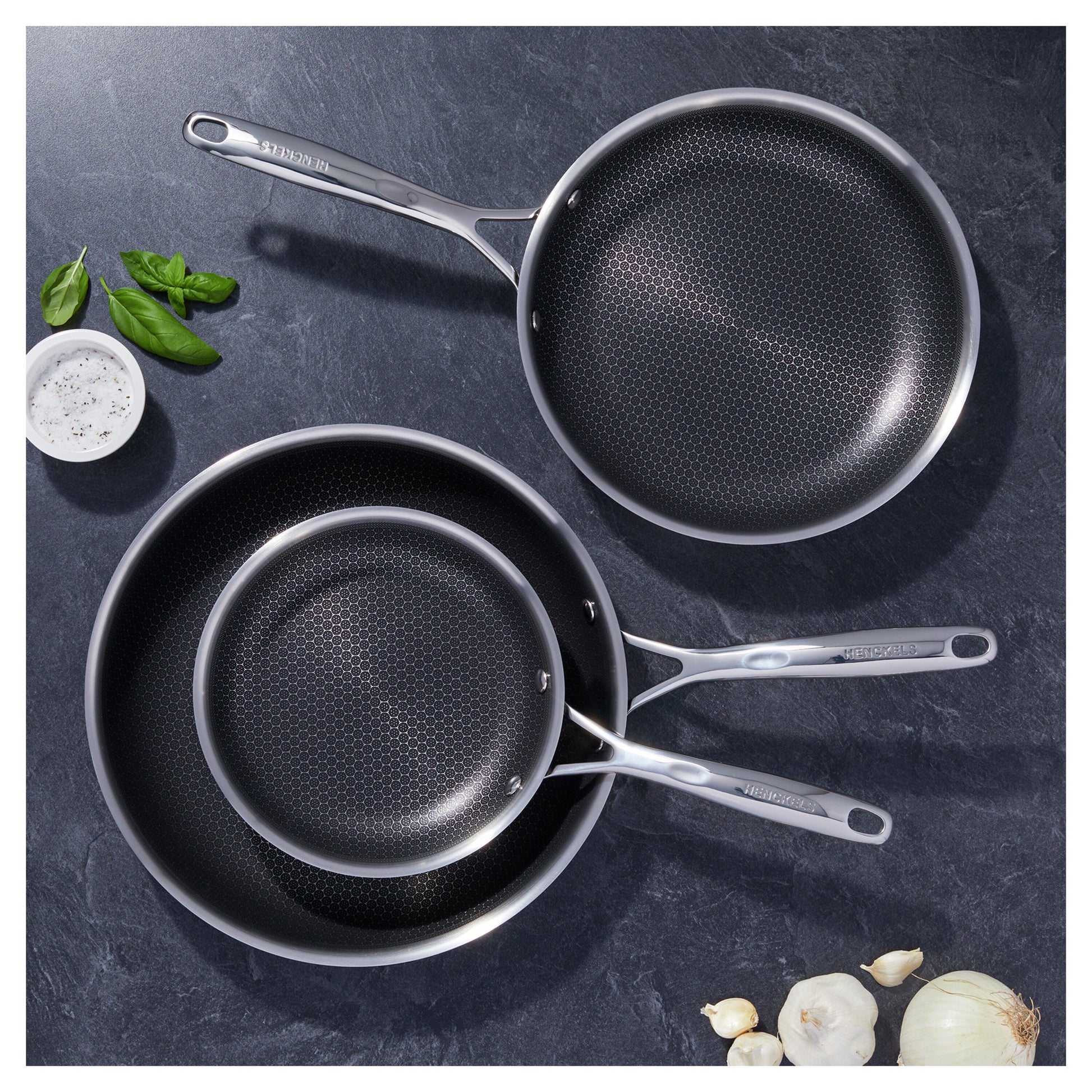 HENCKELS Paradigm 3 Piece Stainless Steel Fry Pan Set-Frying Pan-DECOROLALA