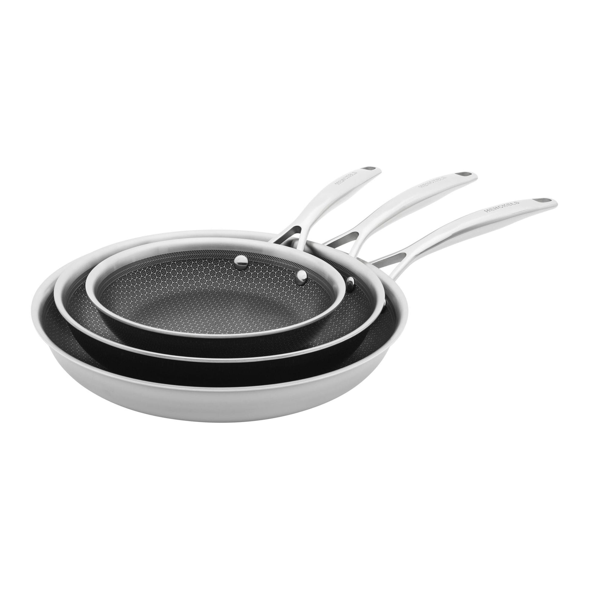 HENCKELS Paradigm 3 Piece Stainless Steel Fry Pan Set-Frying Pan-DECOROLALA