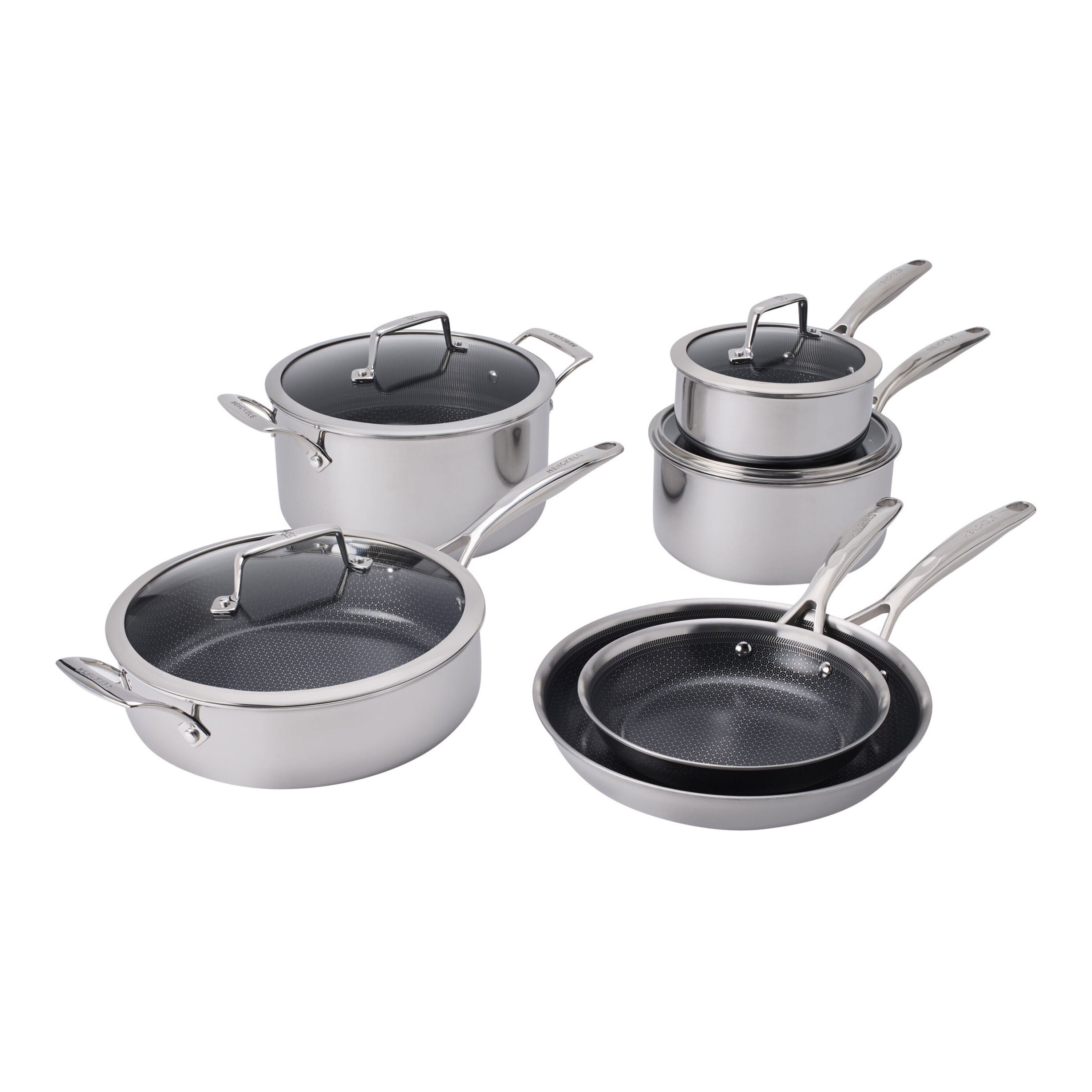 HENCKELS Paradigm Ceramic 10pc Cookware Set Stainless Steel-DECOROLALA