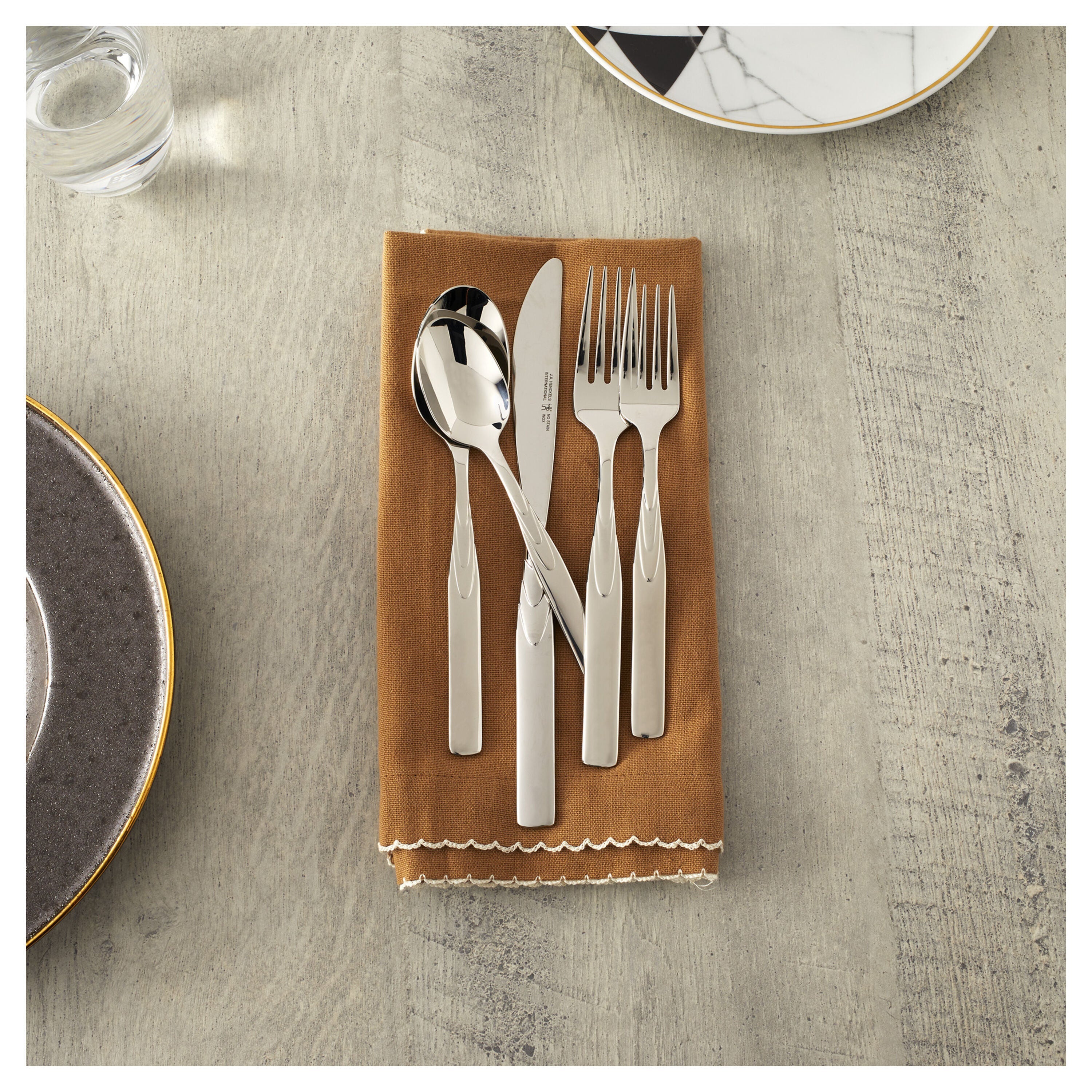 HENCKELS Rapture 45 Piece Flatware Set Polished-Flatware Set-DECOROLALA