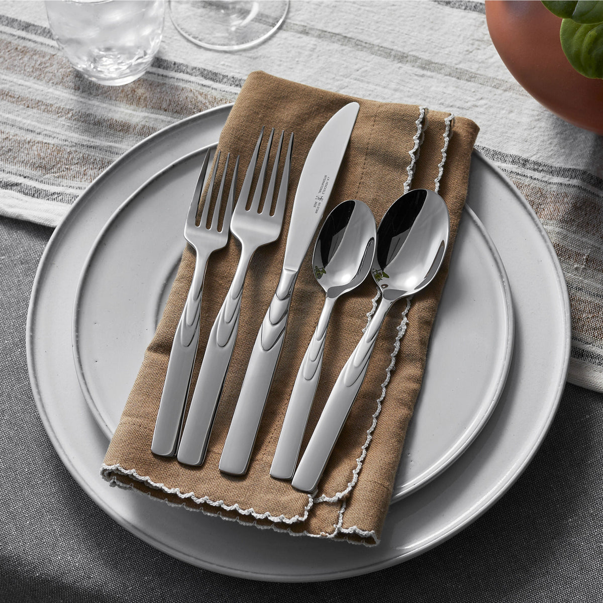 HENCKELS Rapture 45 Piece Flatware Set Polished-Flatware Sets-DECOROLALA