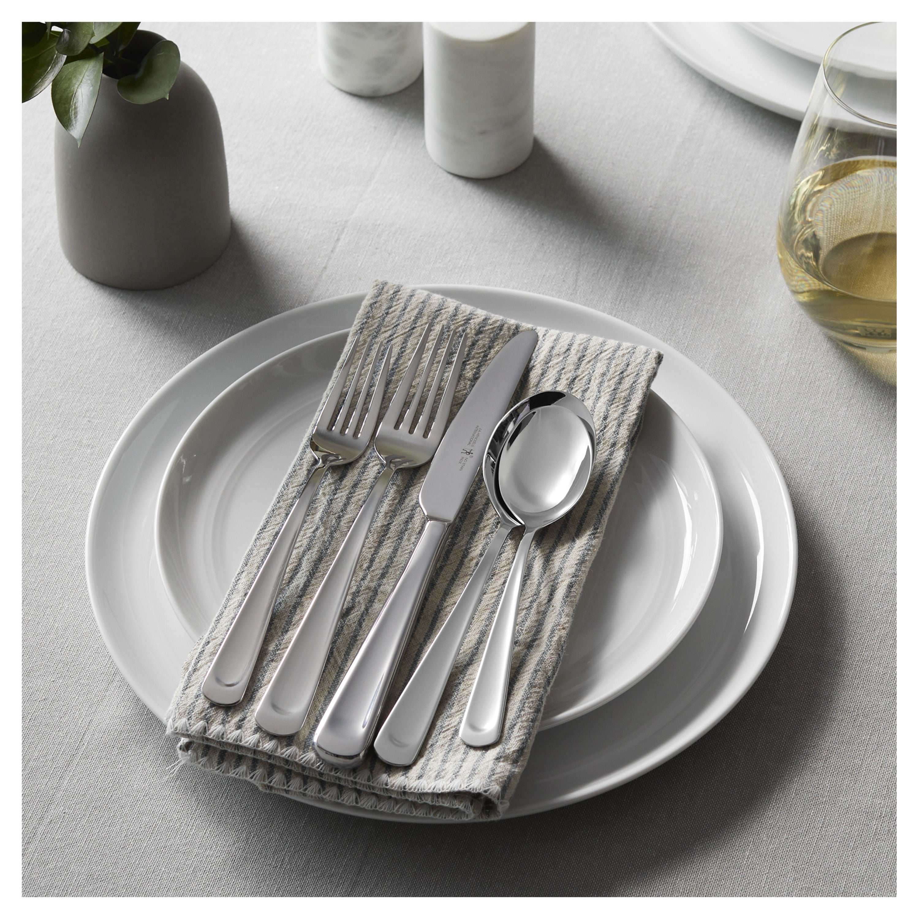 HENCKELS Silvano 45 Piece Flatware Set Polished-Flatware Set-DECOROLALA