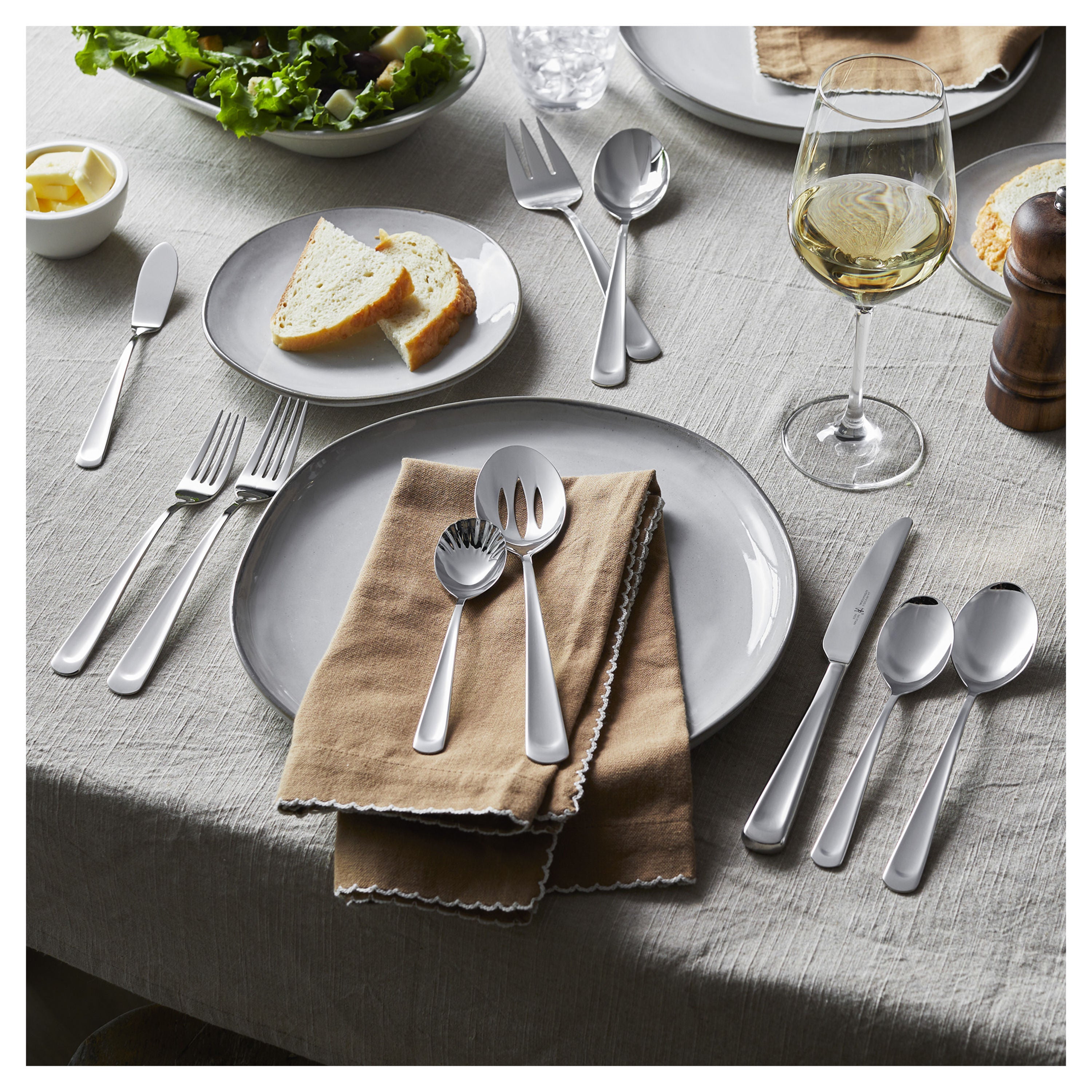 HENCKELS Silvano 45pc Flatware Set Polished Stainless-Flatware Set-DECOROLALA