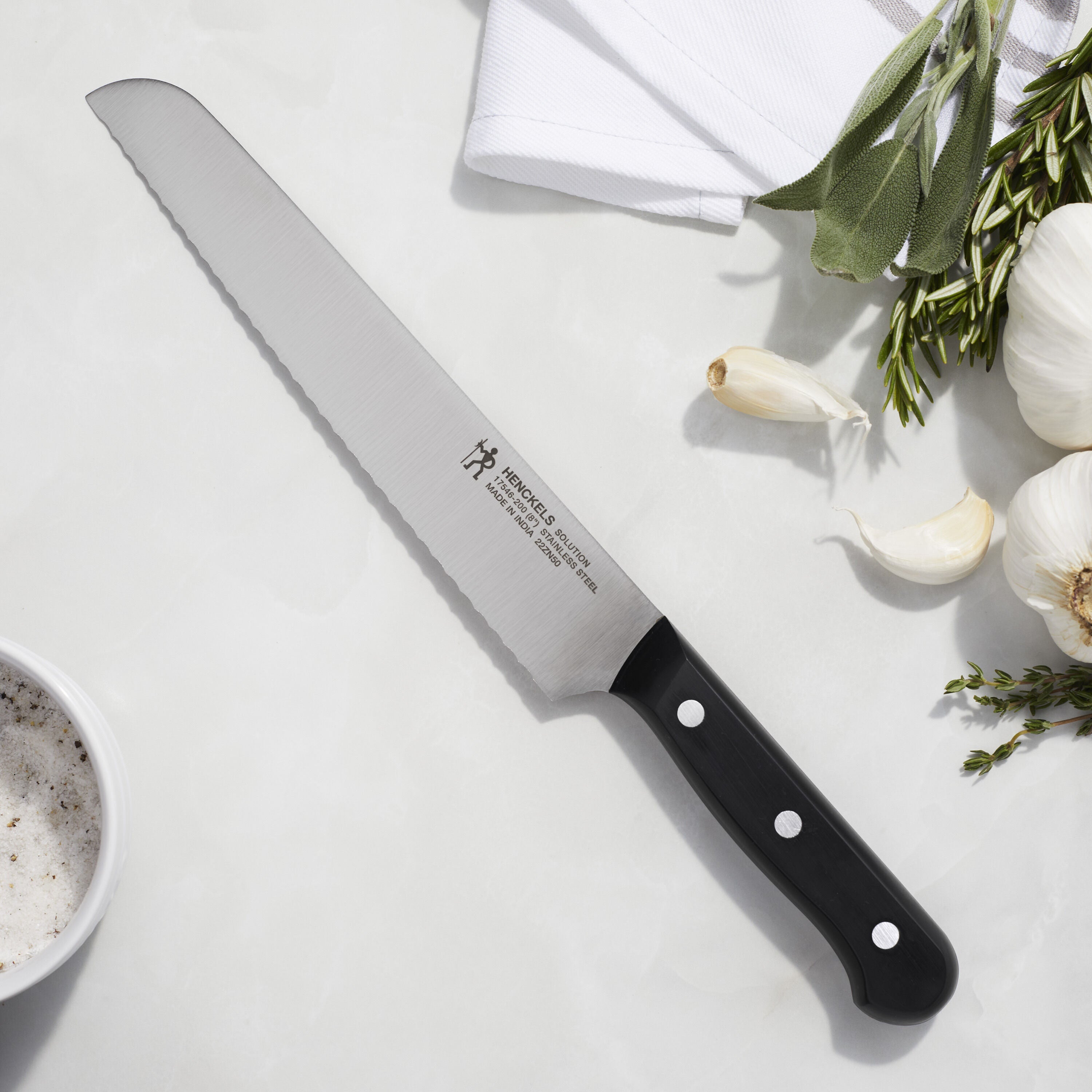 HENCKELS Solution 8" Bread Knife Stainless Steel-Bread Knife-DECOROLALA