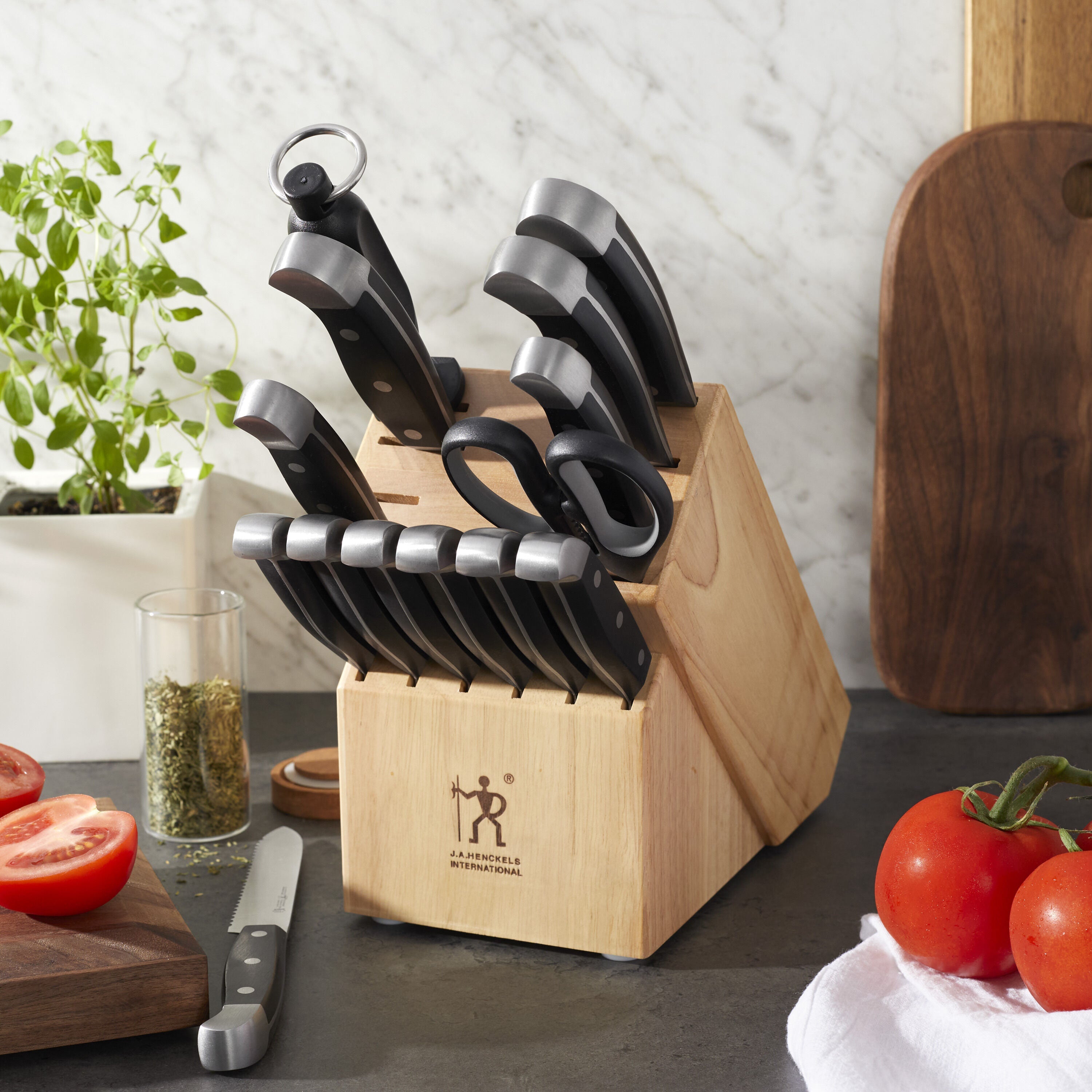 HENCKELS Statement 15 Piece Knife Block Set Stainless Steel-Knife Block-DECOROLALA