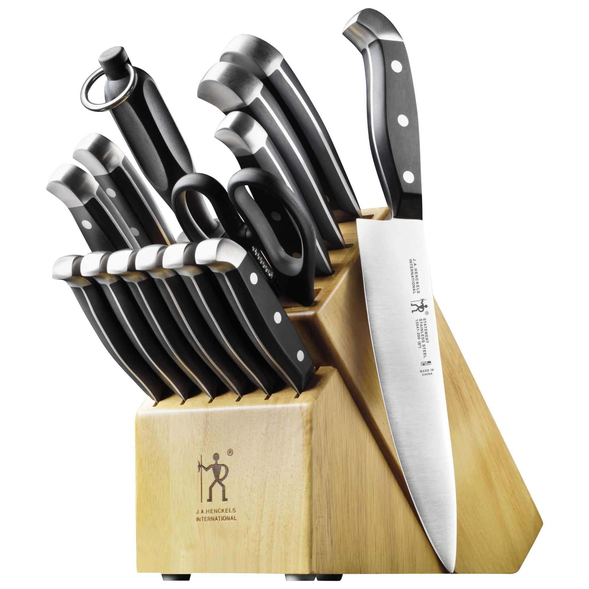 HENCKELS Statement 15 Piece Knife Block Set Stainless Steel-Knife Block-DECOROLALA