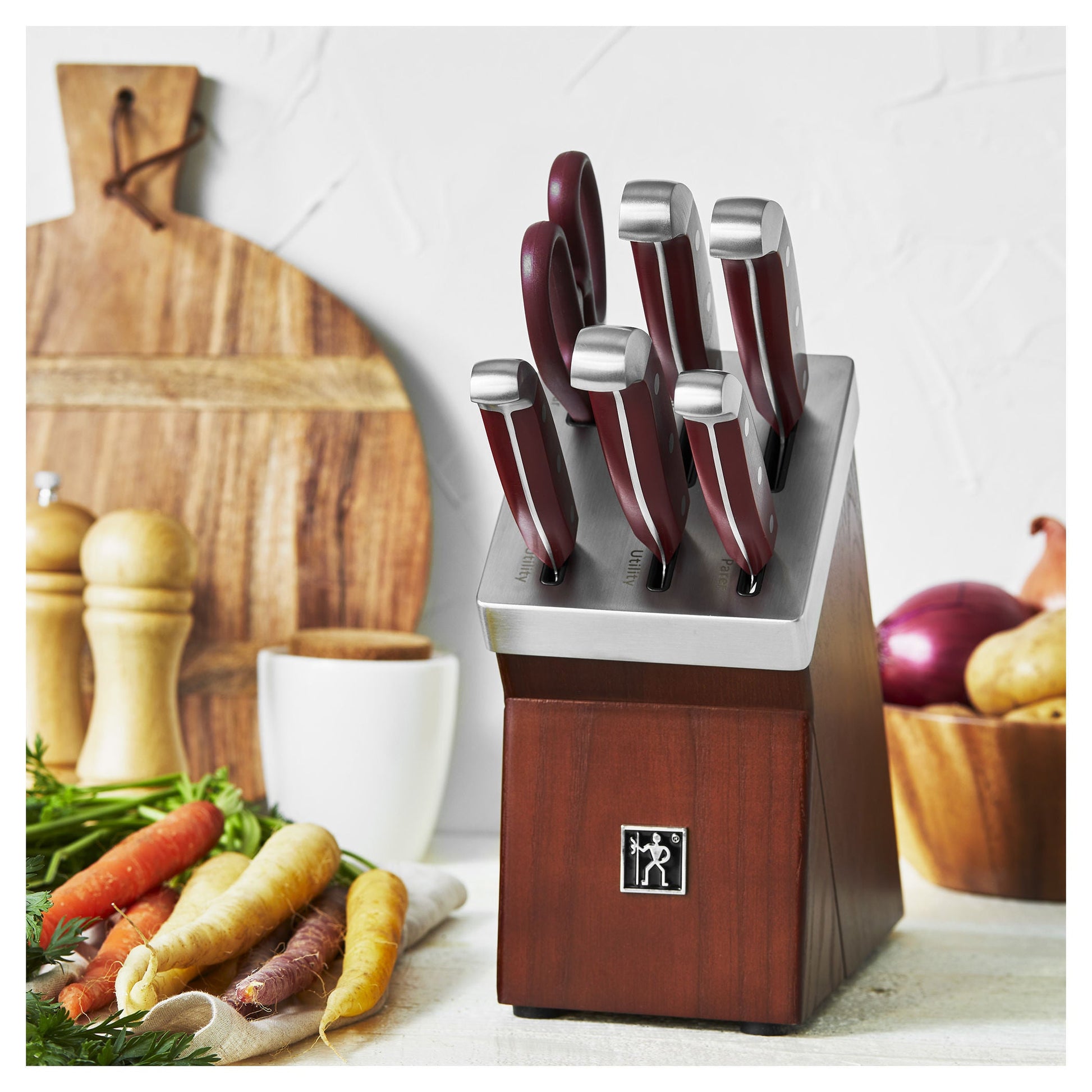 HENCKELS Statement 7 Piece Knife Block Set, Red-Knife Block-DECOROLALA