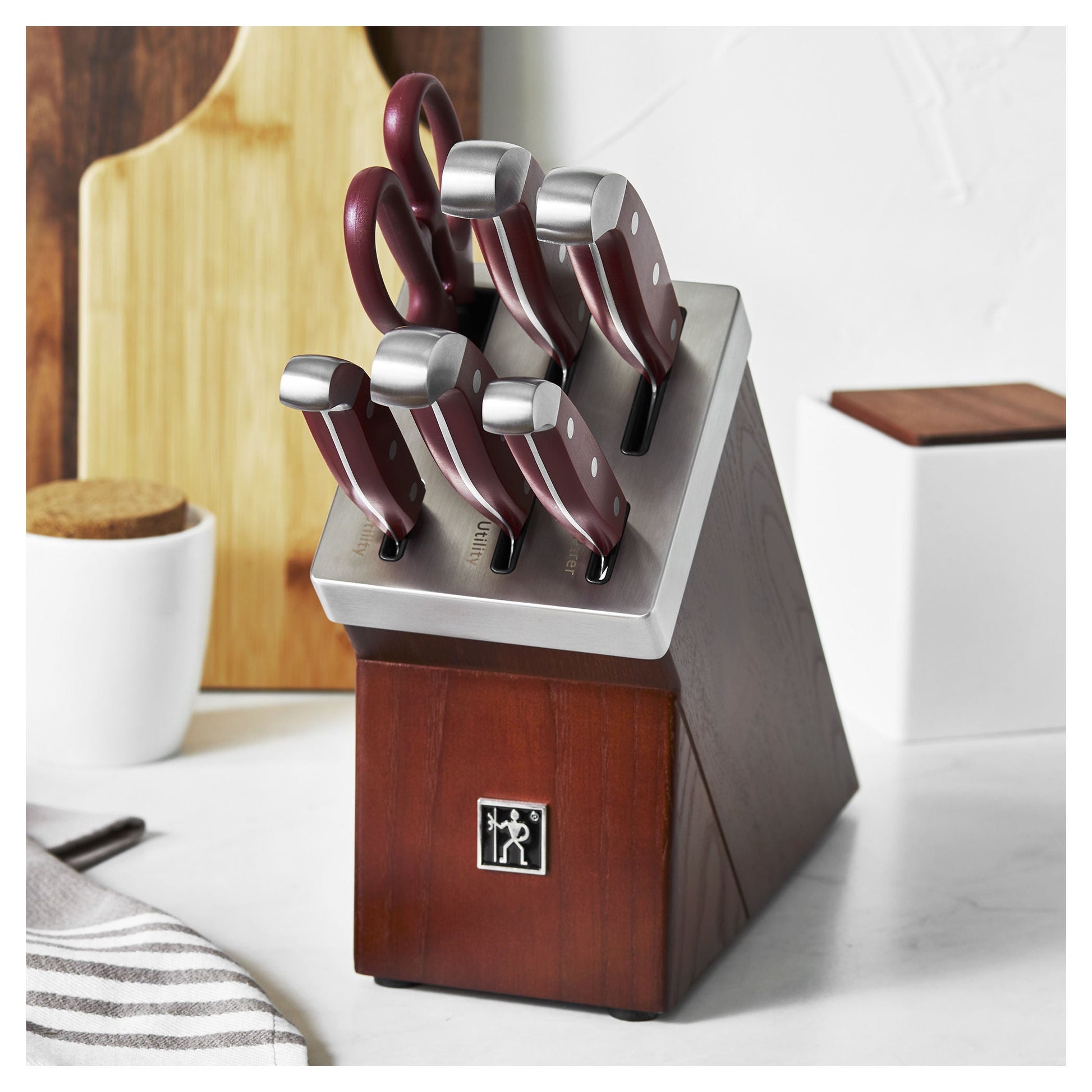 HENCKELS Statement 7 Piece Knife Block Set, Red-Knife Block-DECOROLALA