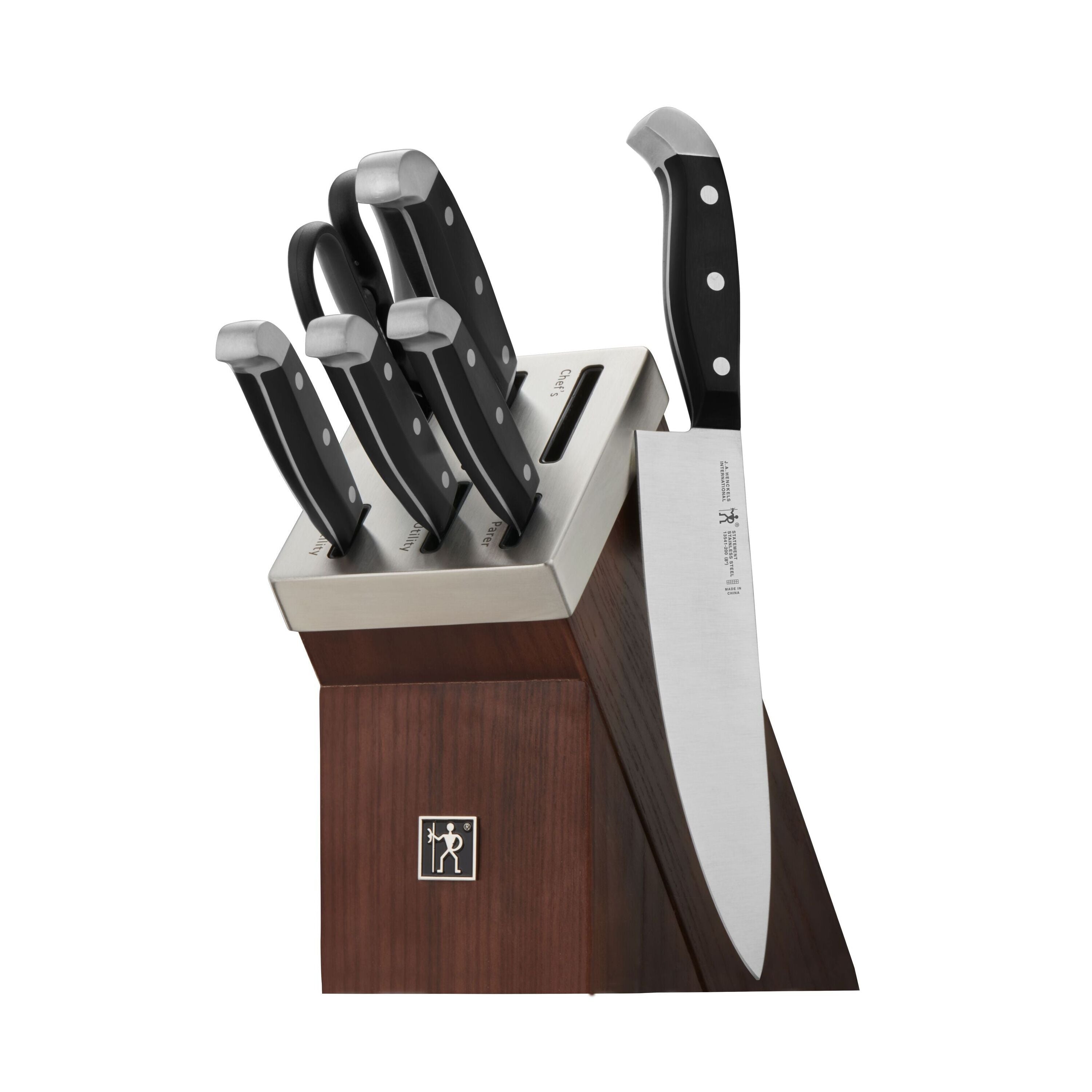 HENCKELS Statement 7 Piece Self Sharpening Block Set, Brown-Knife Block-DECOROLALA