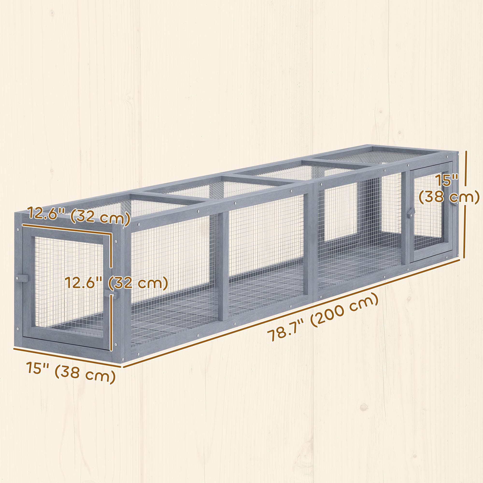 79" Long Cat Tunnel, Cat shelter L- Shape with Extendable Design for Indoor/Outdoor Use with Removable Door, Light Grey