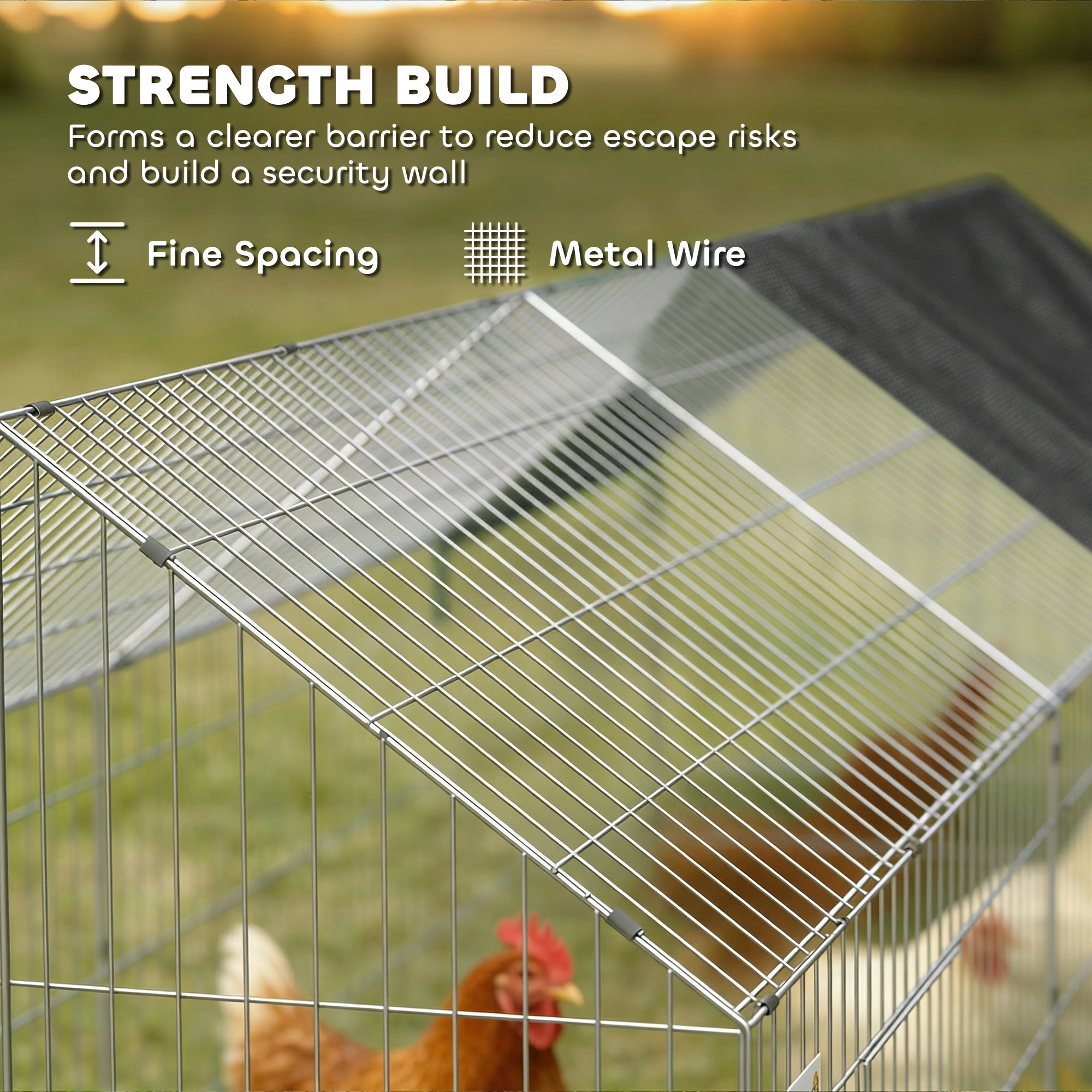 Metal Chicken Coop with UV-Resistant Cover for Hens, Rabbits, Ducks, Geese, 71" x 29.5" x 29.5", Black