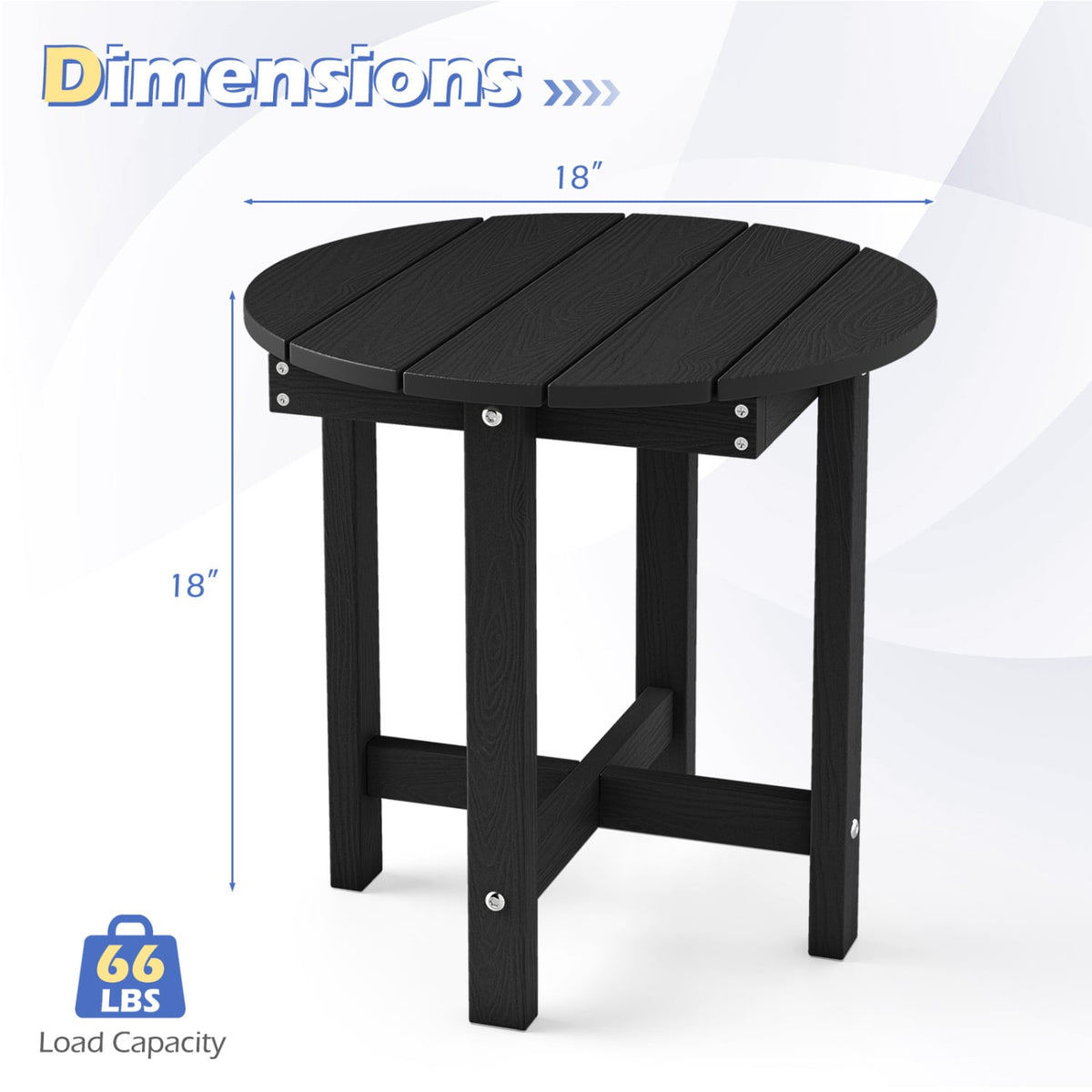 HIPS Adirondack Side Table with Weather-Resistant and Waterproof Top-Black-Patio Coffee Tables-DECOROLALA