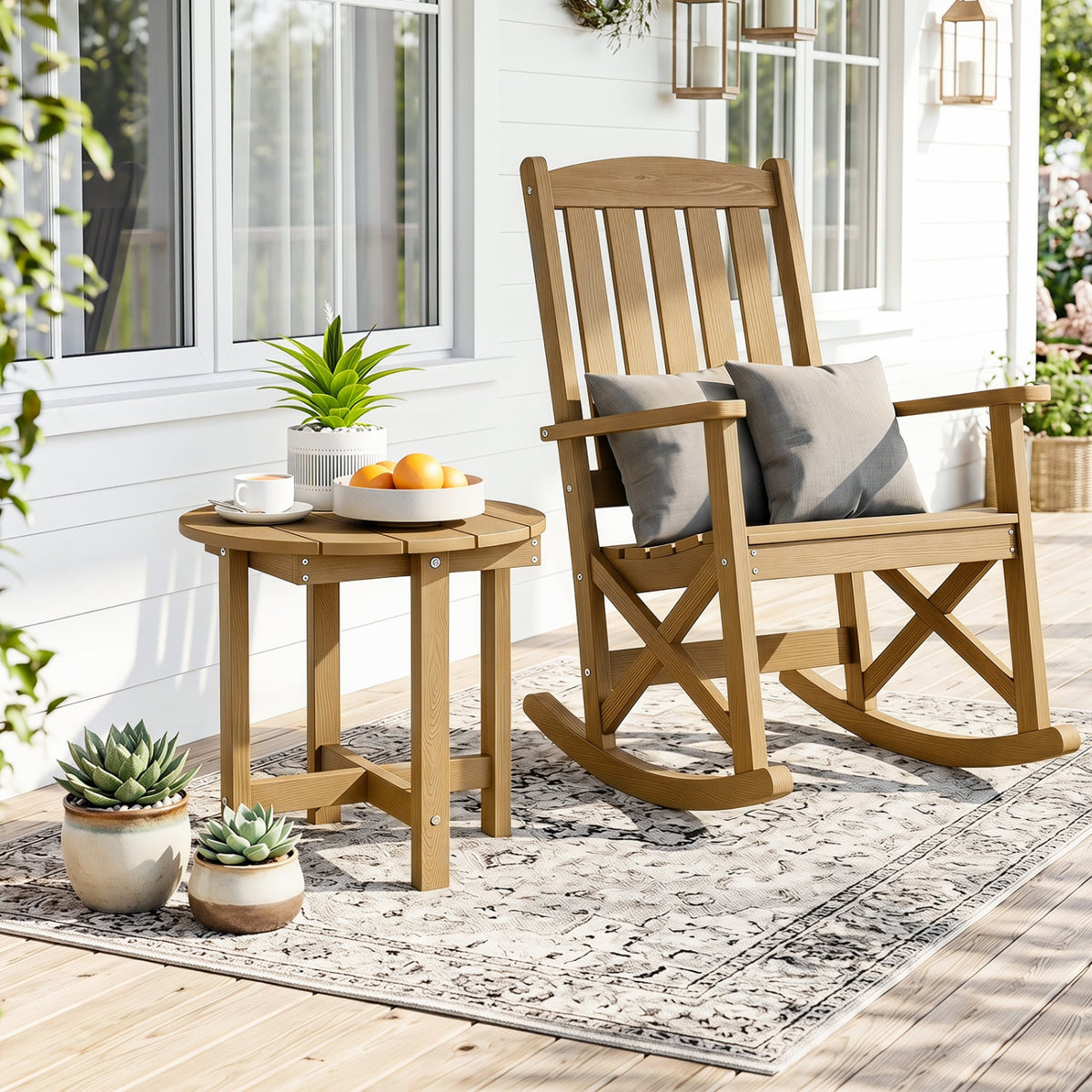 HIPS Adirondack Side Table with Weather-Resistant and Waterproof Top-Coffee-Patio Coffee Tables-DECOROLALA