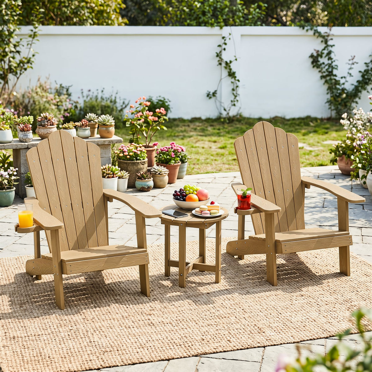 HIPS Adirondack Side Table with Weather-Resistant and Waterproof Top-Coffee-Patio Coffee Tables-DECOROLALA