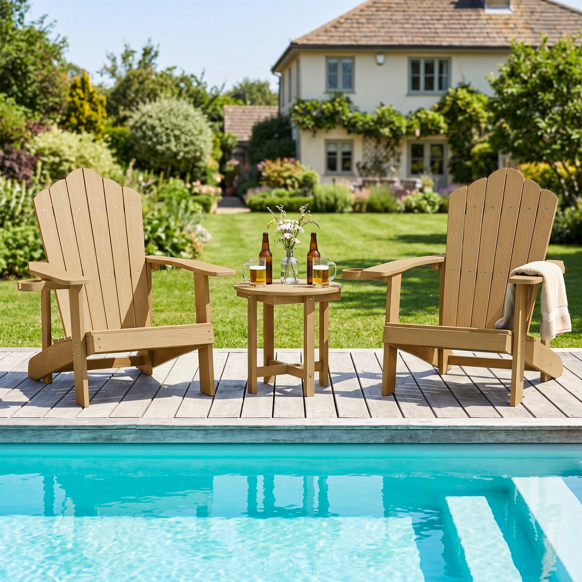 HIPS Adirondack Side Table with Weather-Resistant and Waterproof Top-Coffee-Patio Coffee Tables-DECOROLALA