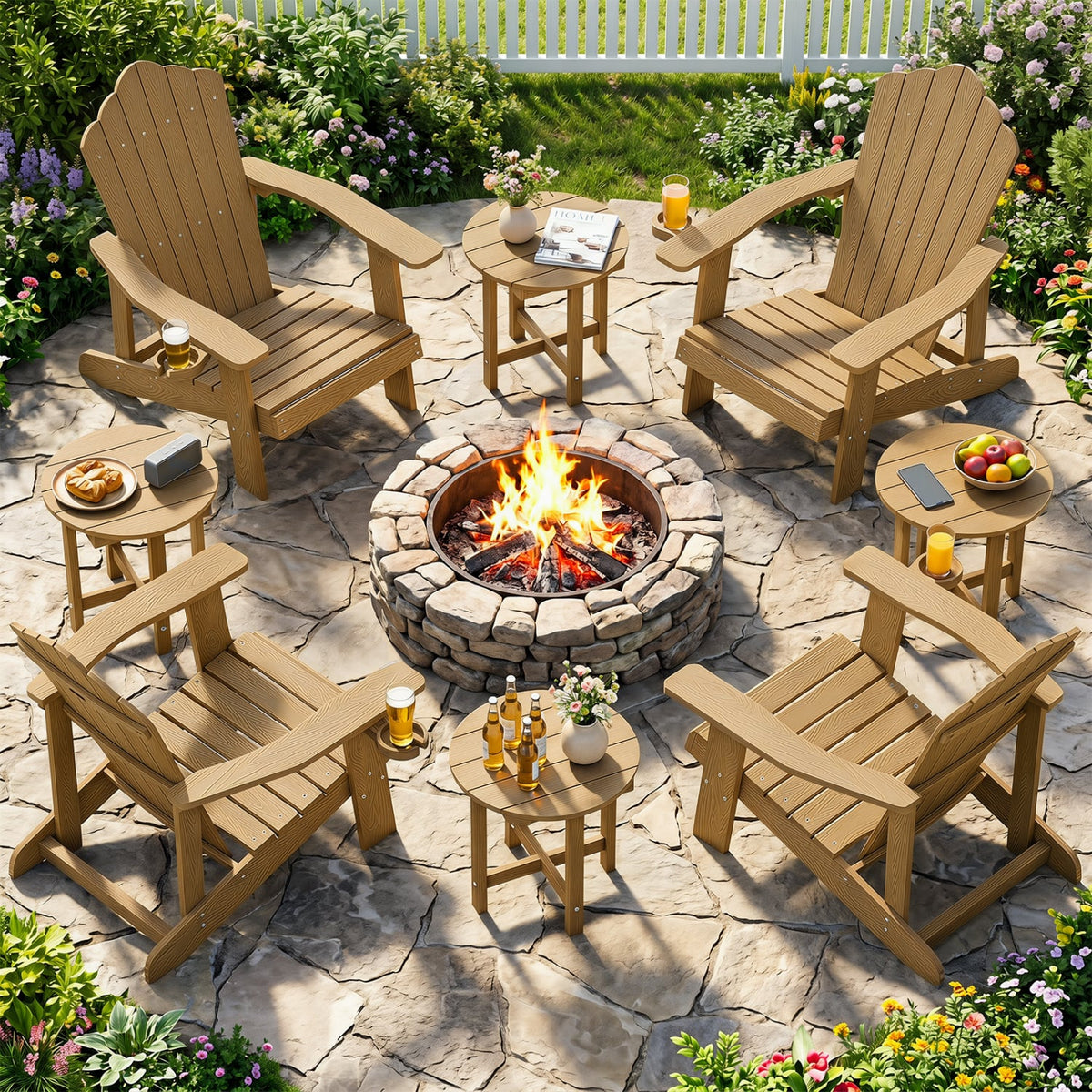 HIPS Adirondack Side Table with Weather-Resistant and Waterproof Top-Coffee-Patio Coffee Tables-DECOROLALA