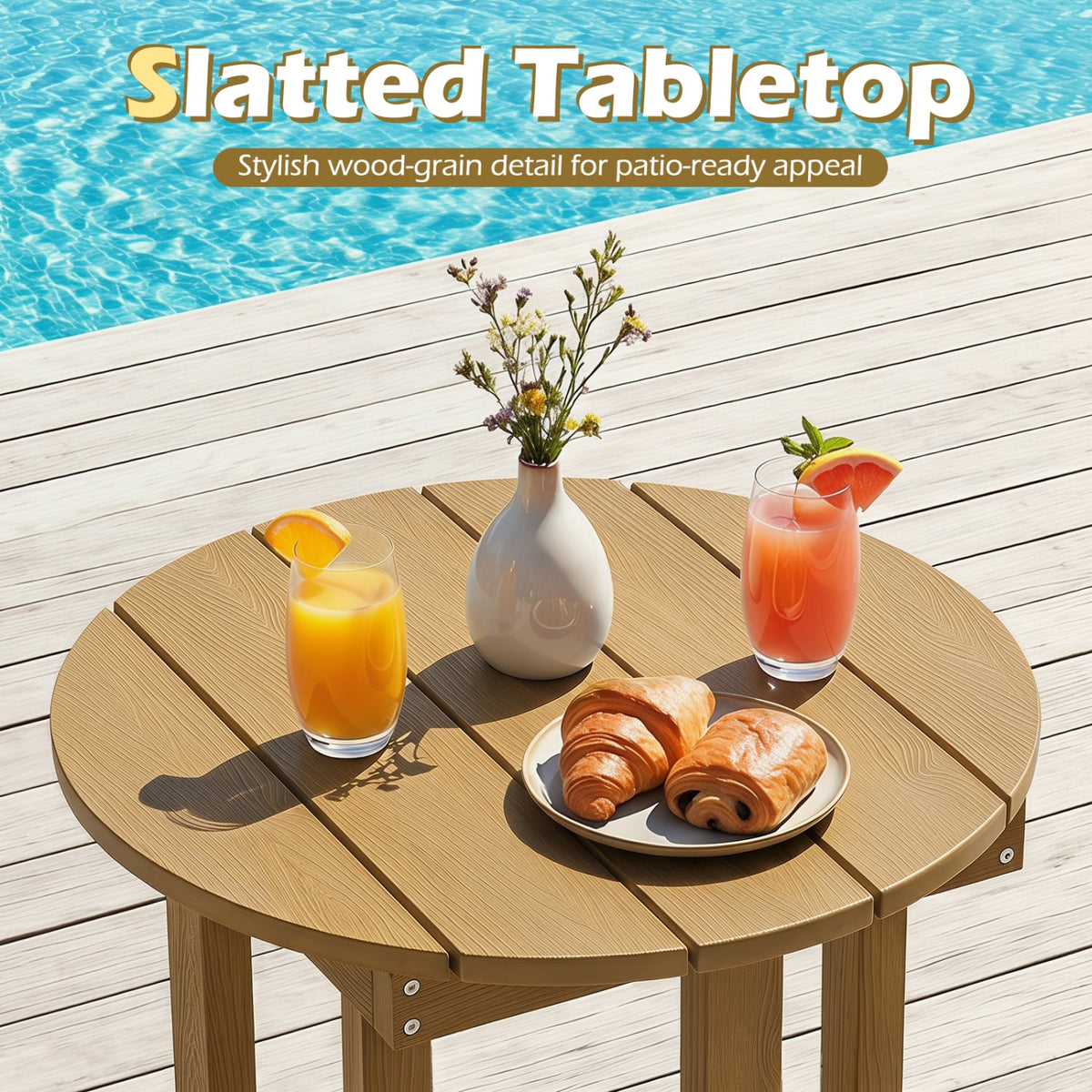 HIPS Adirondack Side Table with Weather-Resistant and Waterproof Top-Coffee-Patio Coffee Tables-DECOROLALA