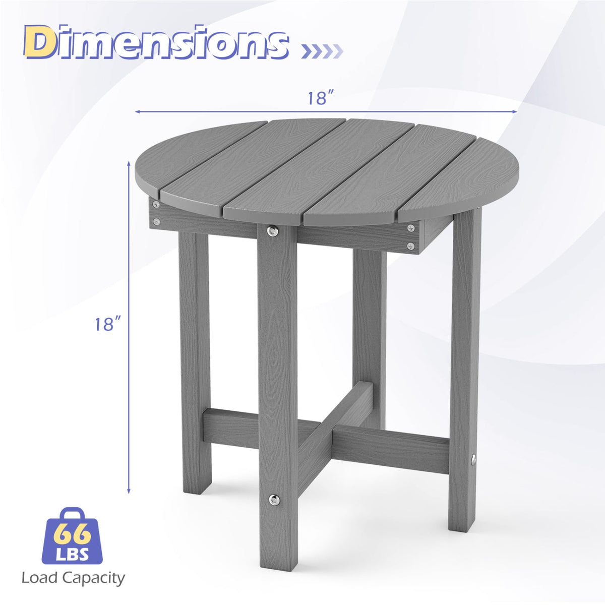 HIPS Adirondack Side Table with Weather-Resistant and Waterproof Top-Gray-Patio Coffee Tables-DECOROLALA