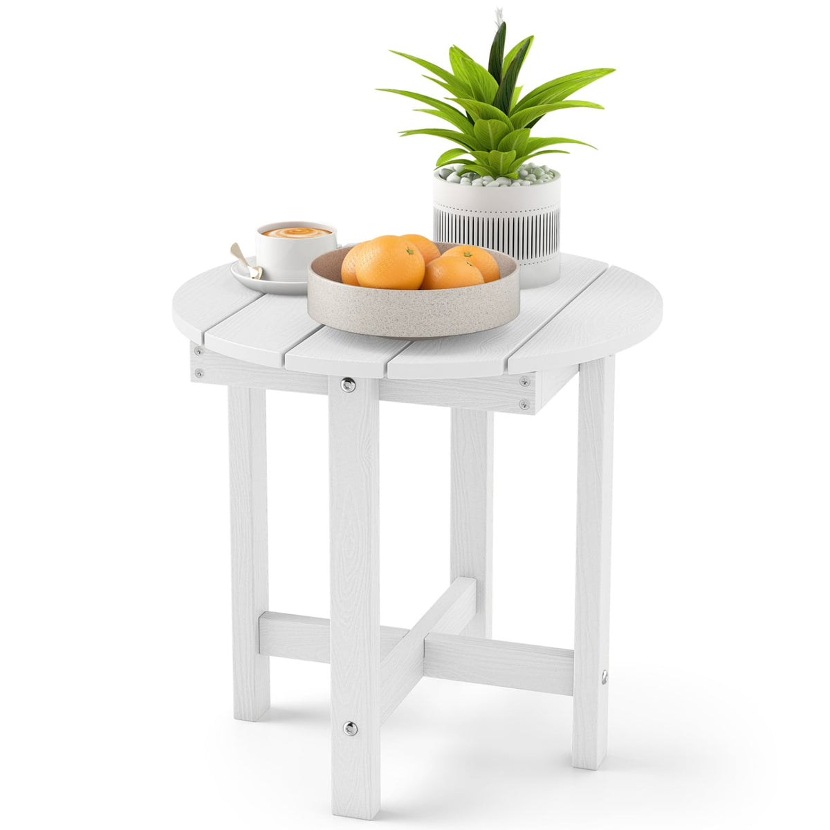 HIPS Adirondack Side Table with Weather-Resistant and Waterproof Top-White-Patio Coffee Tables-DECOROLALA