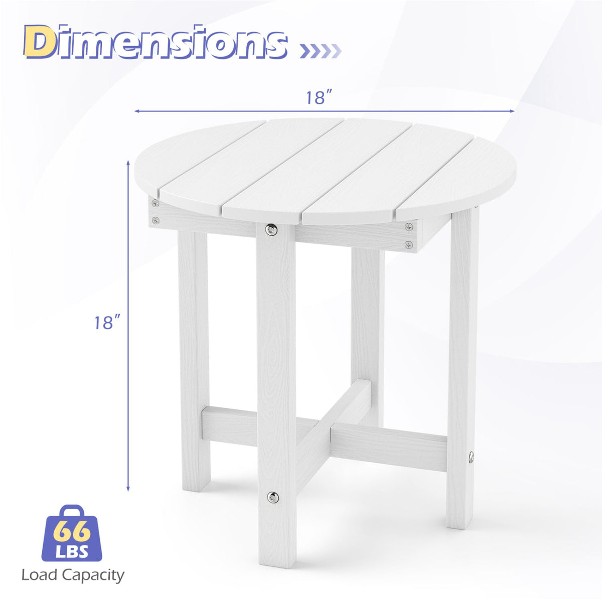 HIPS Adirondack Side Table with Weather-Resistant and Waterproof Top-White-Patio Coffee Tables-DECOROLALA