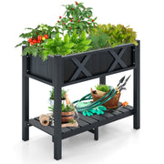 HIPS Raised Garden Bed Poly Wood Elevated Planter Box-Black-Raised Garden Beds-DECOROLALA