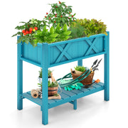HIPS Raised Garden Bed Poly Wood Elevated Planter Box-Blue-Raised Garden Beds-DECOROLALA
