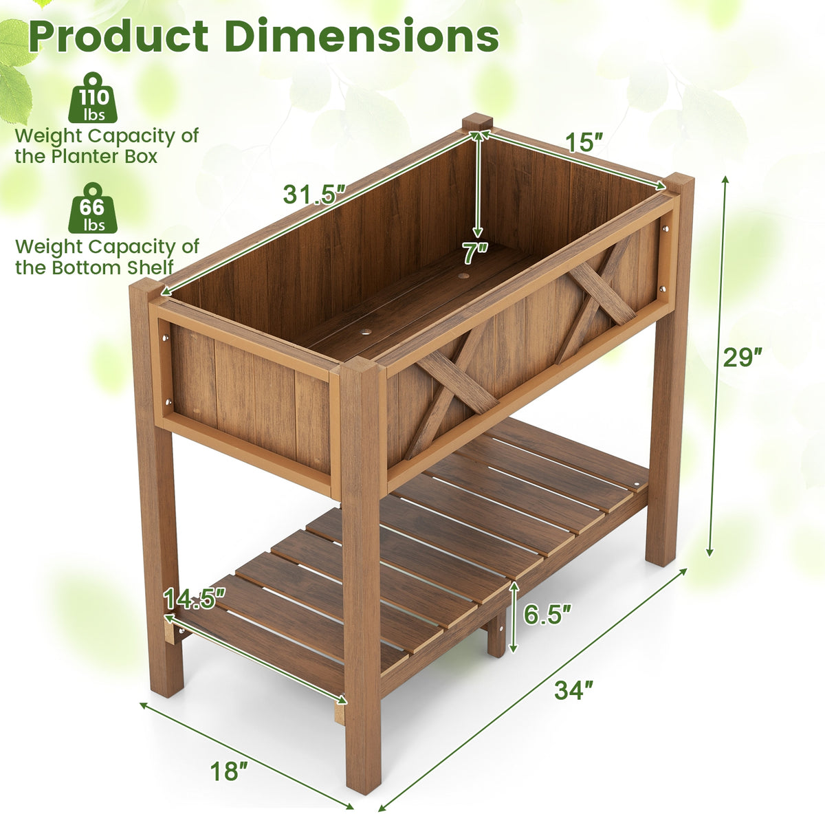 HIPS Raised Garden Bed Poly Wood Elevated Planter Box-Coffee-Raised Garden Beds-DECOROLALA