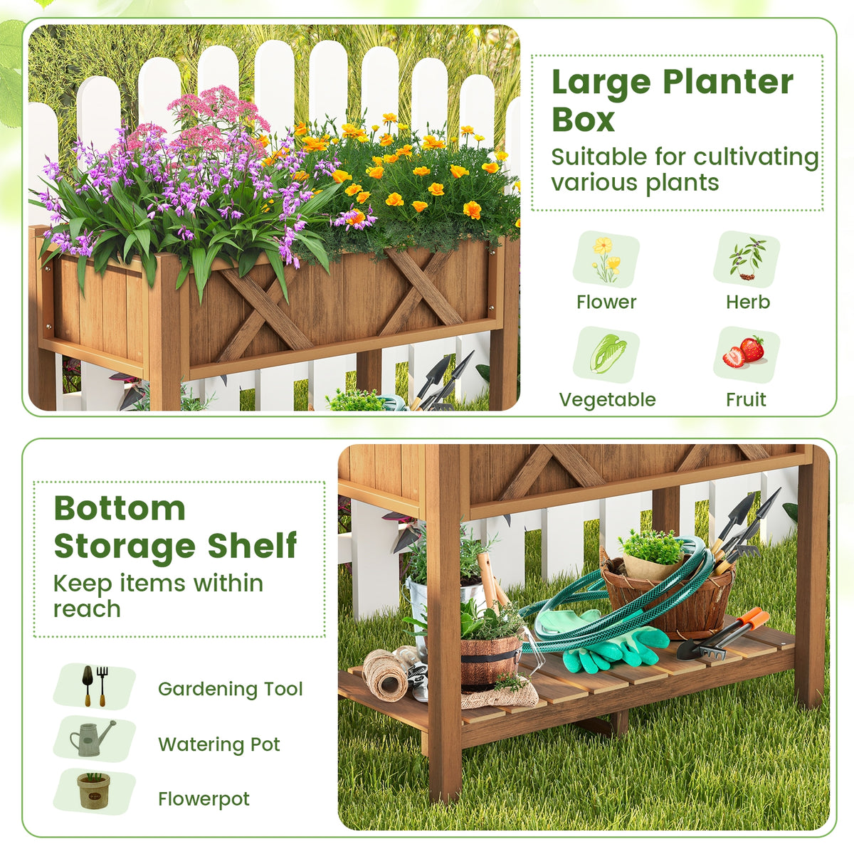 HIPS Raised Garden Bed Poly Wood Elevated Planter Box-Coffee-Raised Garden Beds-DECOROLALA