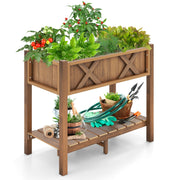 HIPS Raised Garden Bed Poly Wood Elevated Planter Box-Coffee-Raised Garden Beds-DECOROLALA
