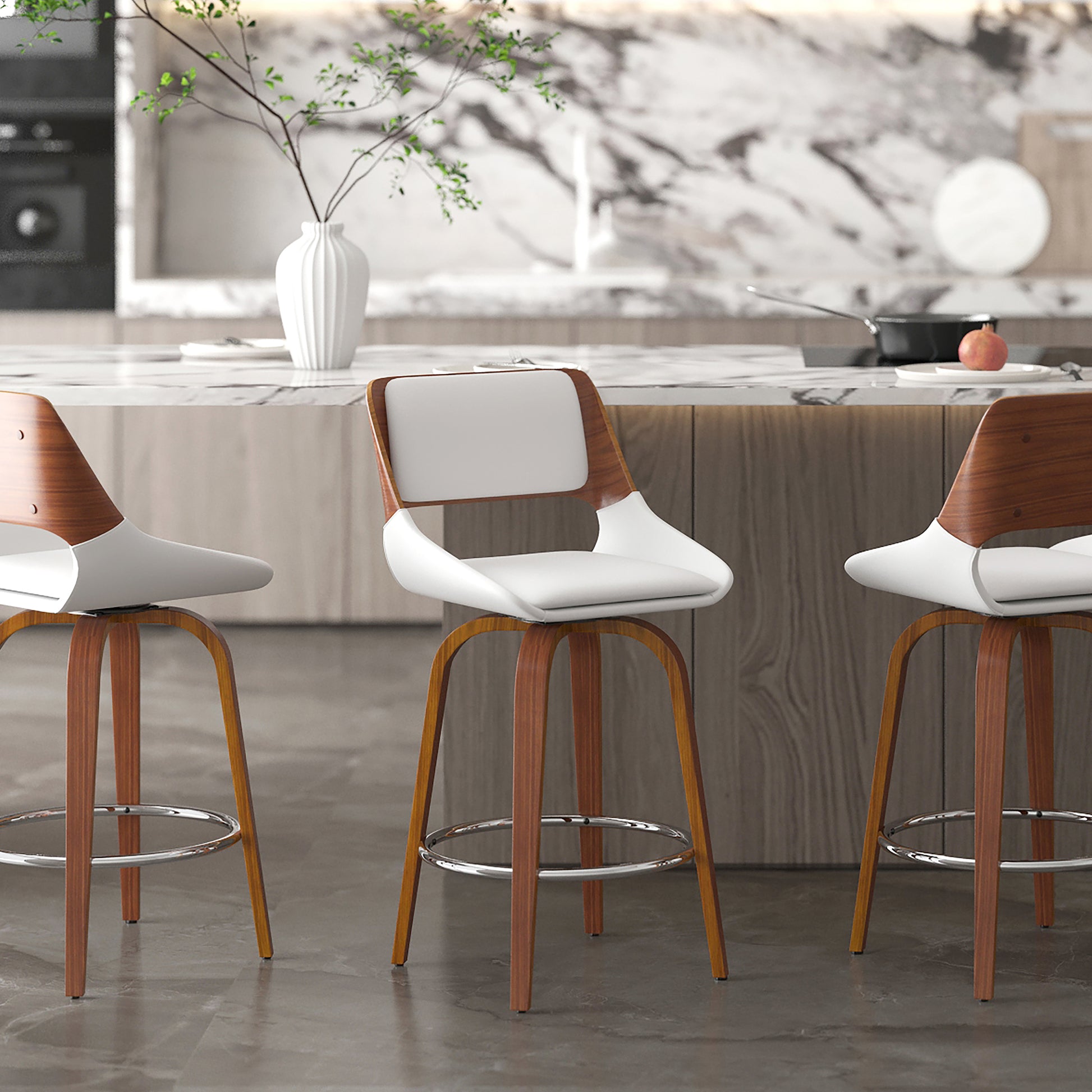 HUDSON-26' COUNTER STOOL PU-WHITE-DECOROLALA