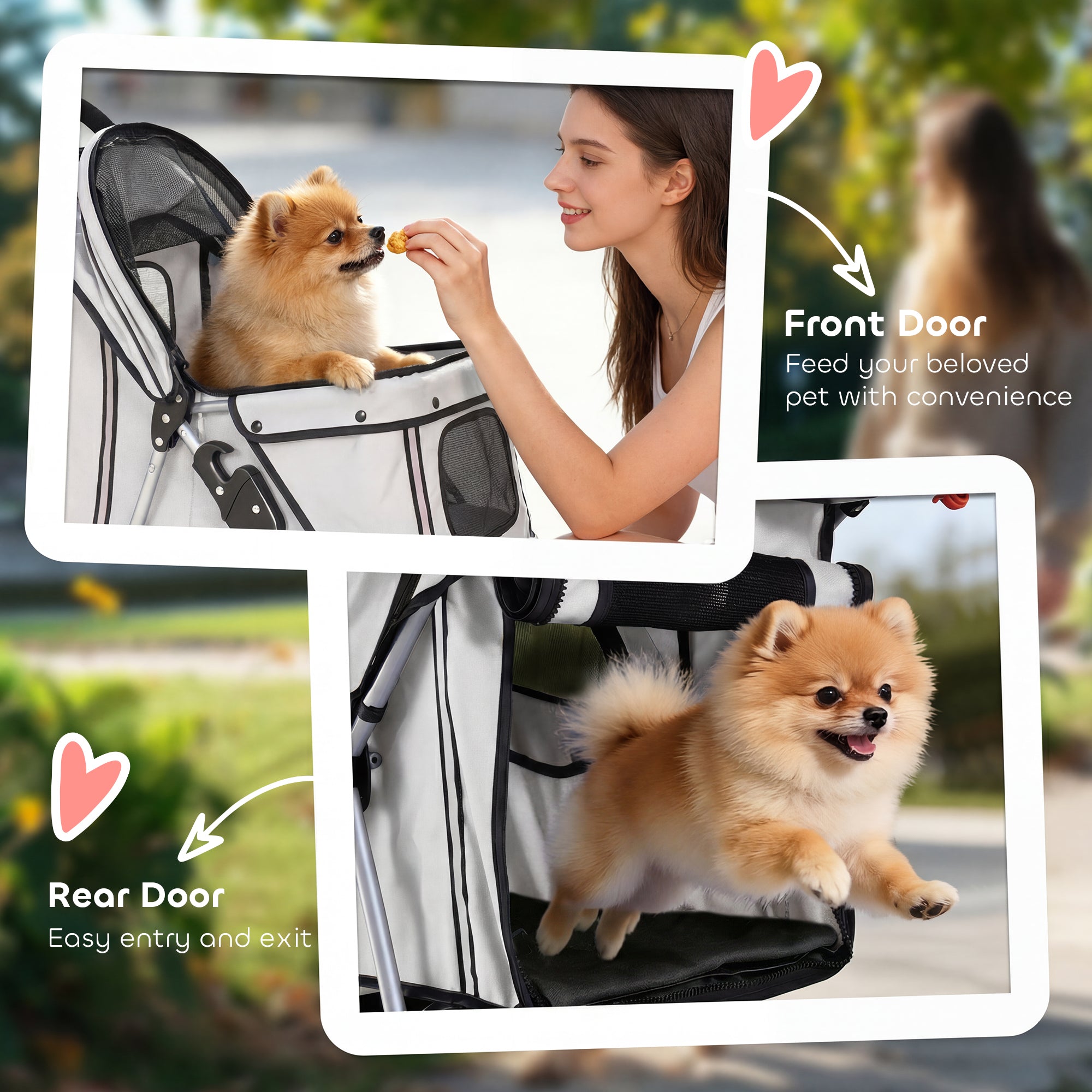 3 Wheels Foldable Dog Stroller with Storage Basket, Adjustable Canopy, Cupholder for Miniature and Small Dogs, Grey