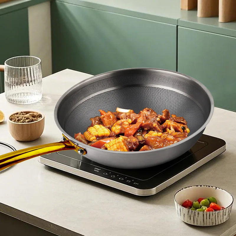 New Pure Titanium Non-Coated Non-Stick Frying Pan Household Cooking Pan Kitchen Induction Cooker Gas Stove Cookware Set