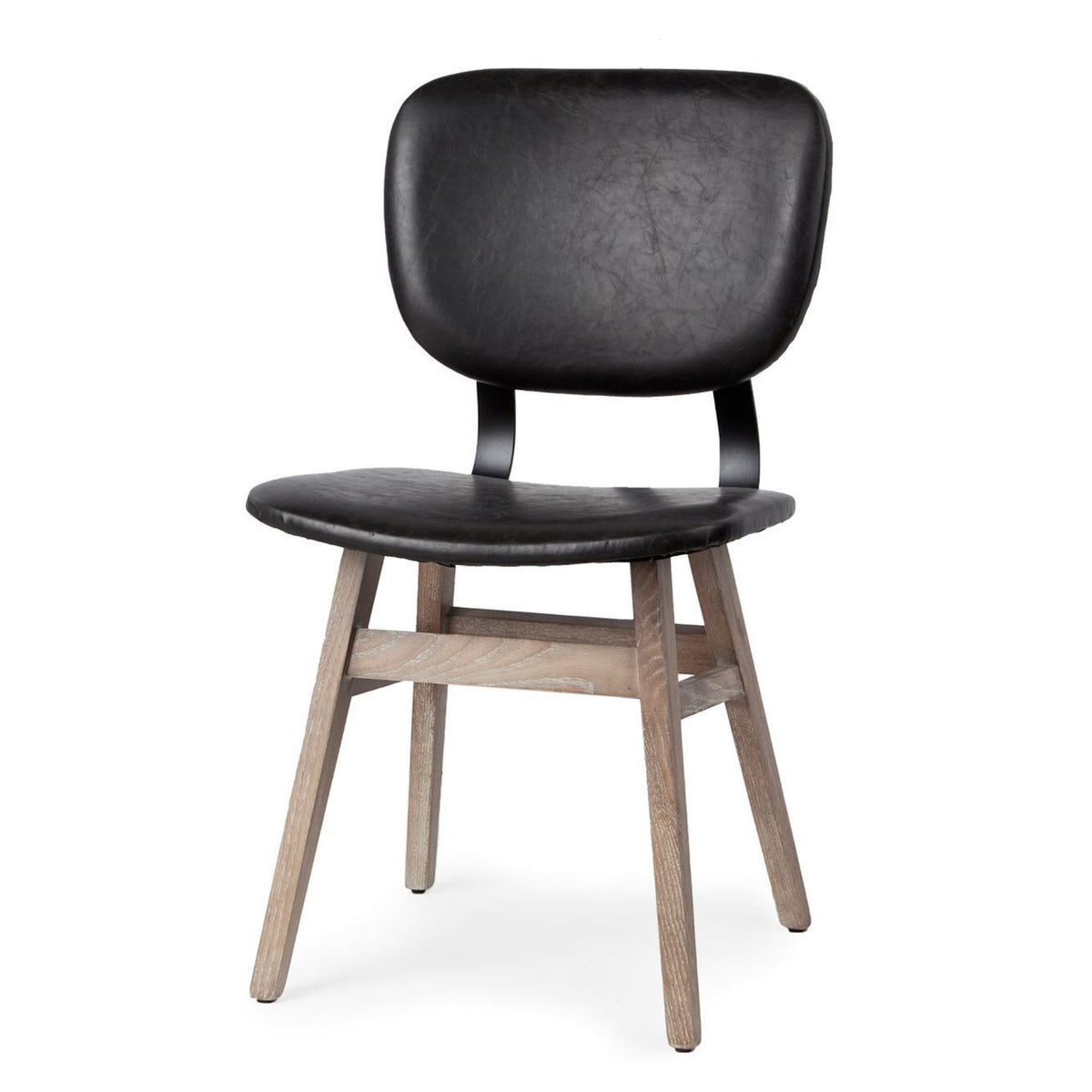Haden Dining Side Chair Black Faux Leather-Dining Chairs-DECOROLALA