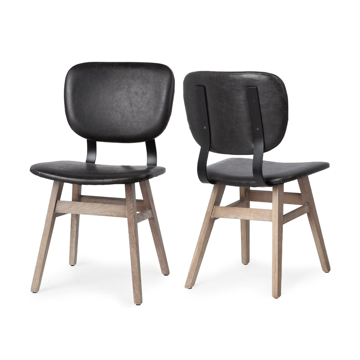 Haden Open Back Dining Side Chair | Black Faux Leather w/ Iron-Dining Chairs-DECOROLALA