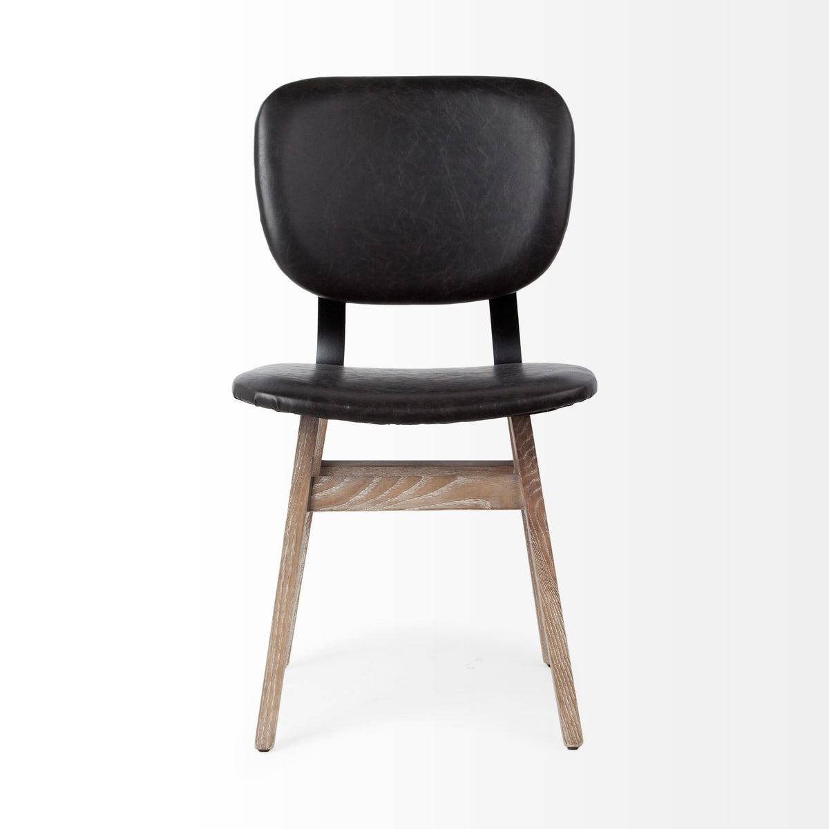 Haden Open Back Dining Side Chair | Black Faux Leather w/ Iron-Dining Chairs-DECOROLALA