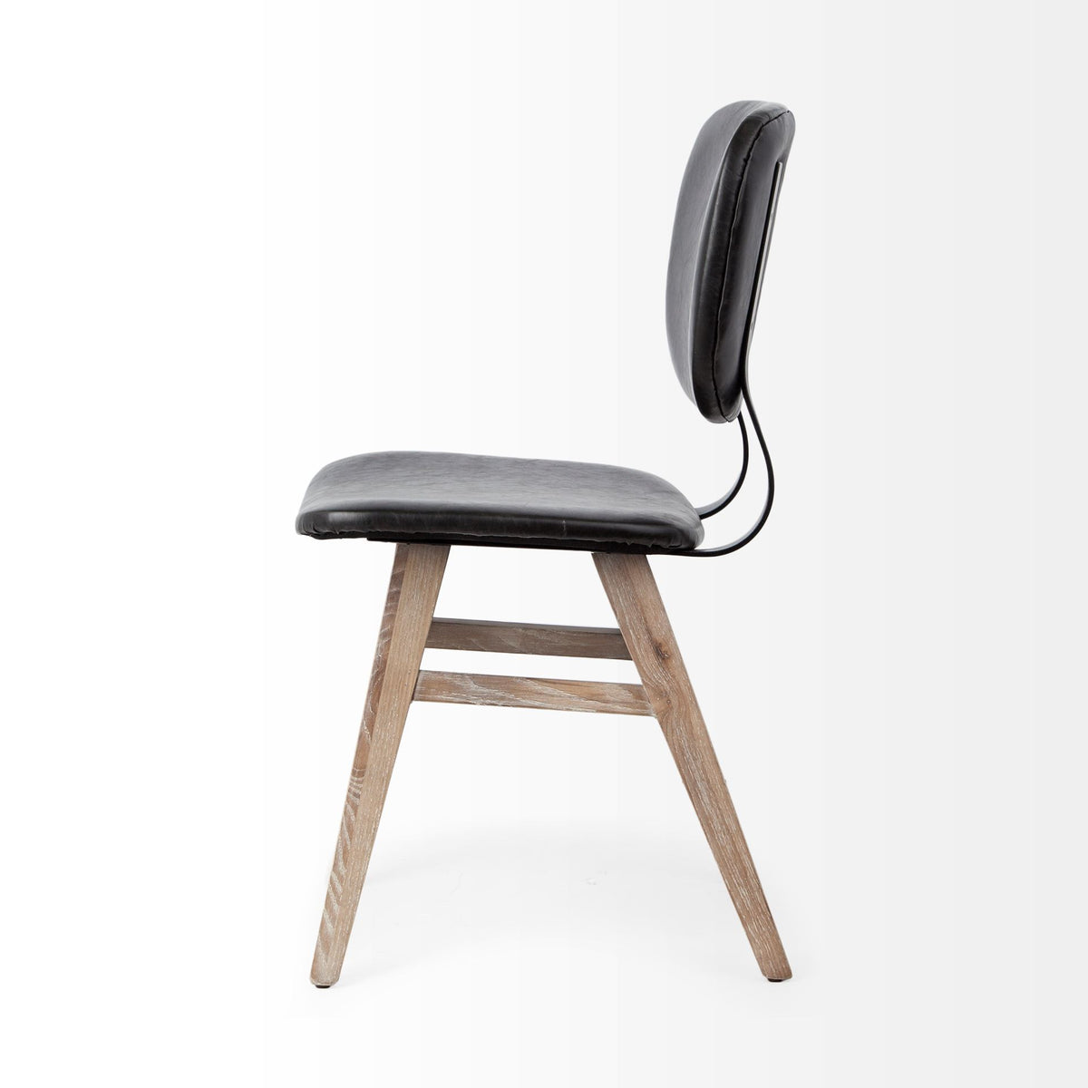 Haden Open Back Dining Side Chair | Black Faux Leather w/ Iron-Dining Chairs-DECOROLALA