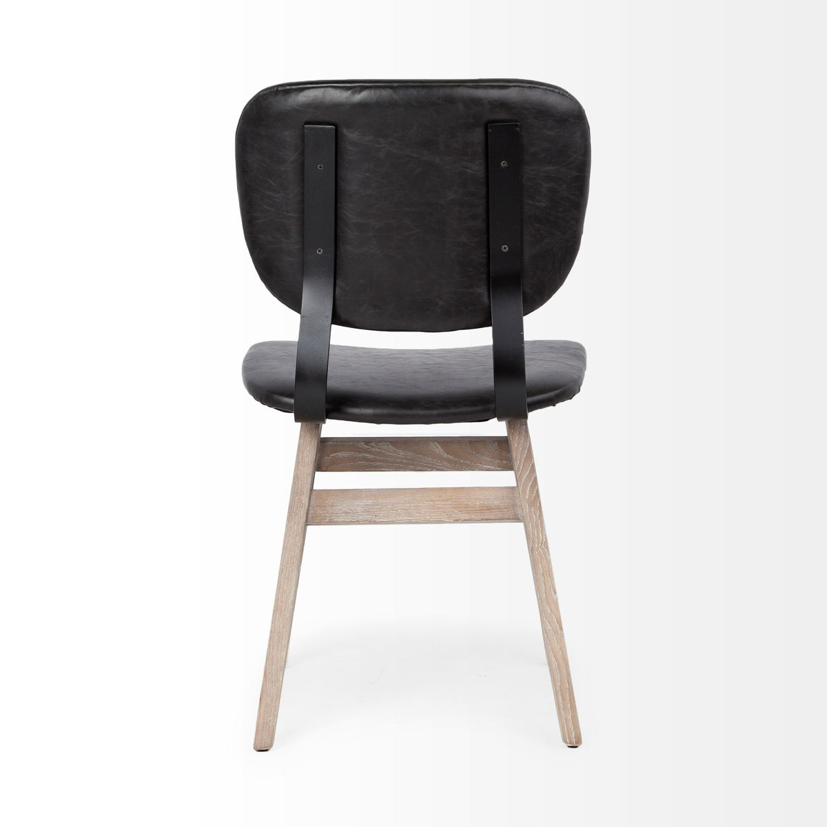 Haden Open Back Dining Side Chair | Black Faux Leather w/ Iron-Dining Chairs-DECOROLALA