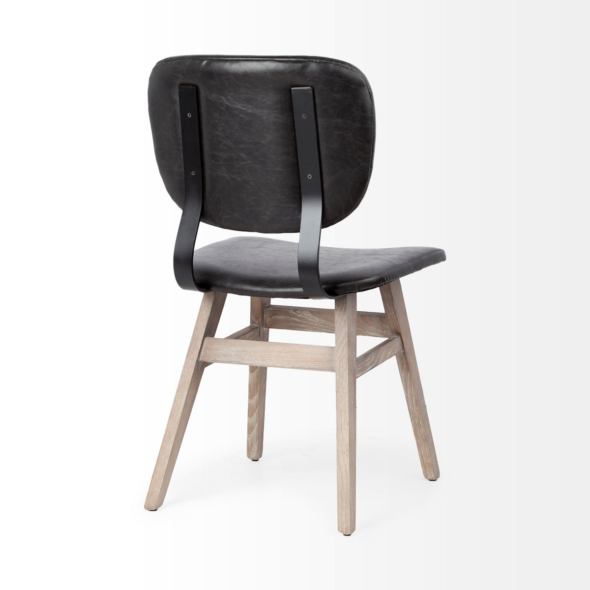 Haden Open Back Dining Side Chair | Black Faux Leather w/ Iron-Dining Chairs-DECOROLALA