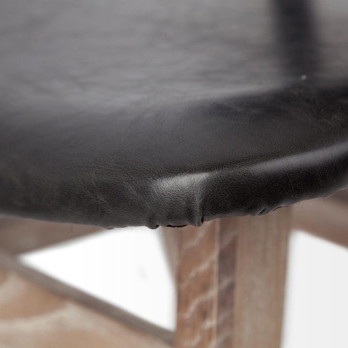 Haden Open Back Dining Side Chair | Black Faux Leather w/ Iron-Dining Chairs-DECOROLALA