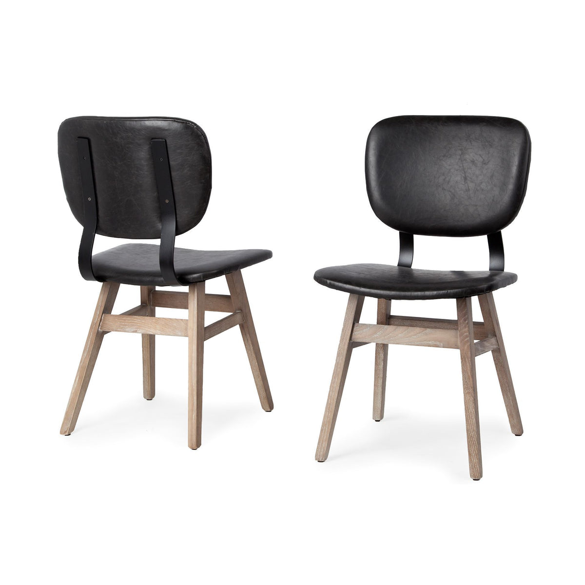 Haden Open Back Dining Side Chair | Black Faux Leather w/ Iron-Dining Chairs-DECOROLALA