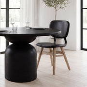 Haden Open Back Dining Side Chair | Black Faux Leather w/ Iron-Dining Chairs-DECOROLALA