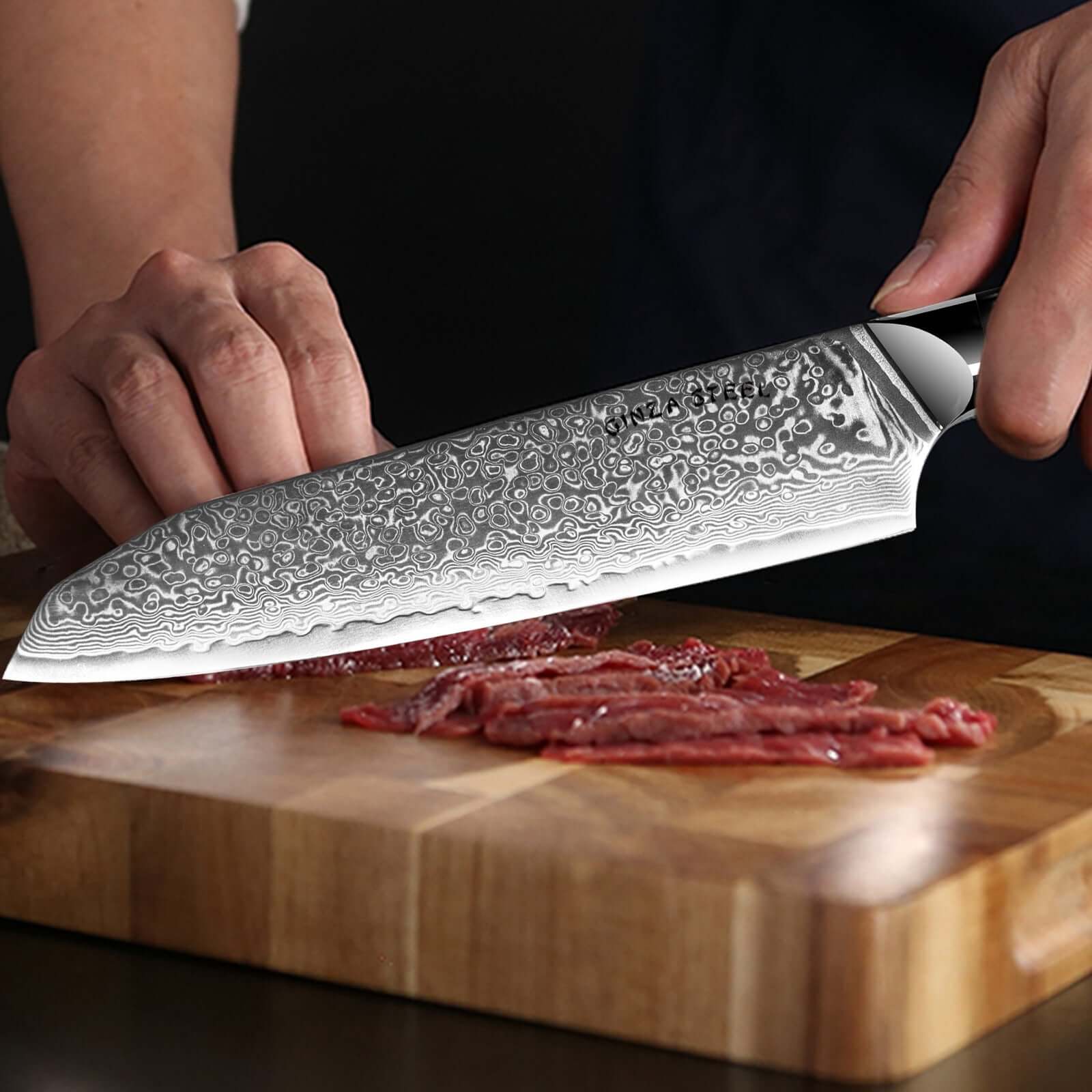 Hagakure 20 - Japanese Santoku Knife 8" - VG10 Damascus Steel-Santoku Knife-DECOROLALA