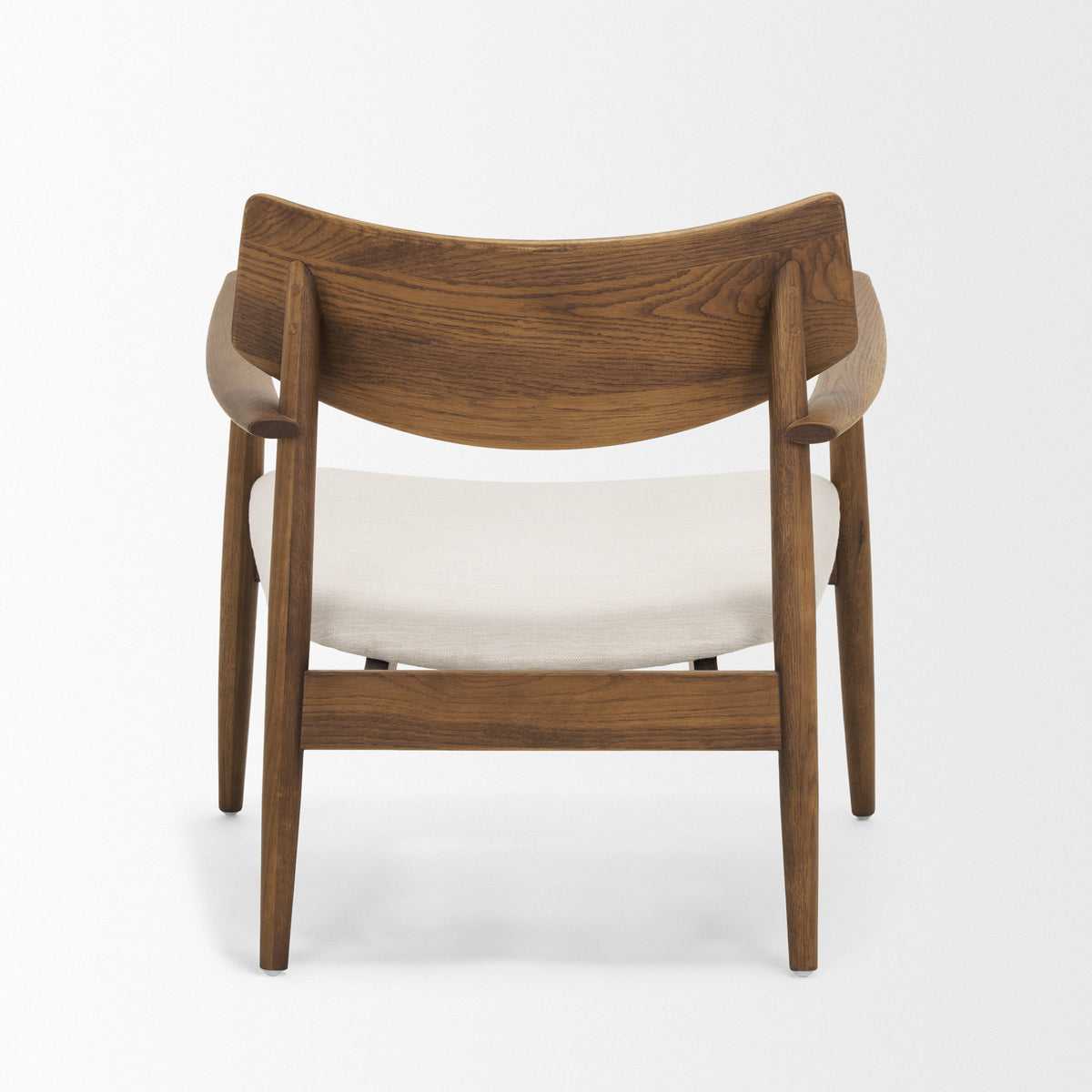 Haggen Oak Wood w/ Cream Fabric Accent Chair-Accent Chairs-DECOROLALA