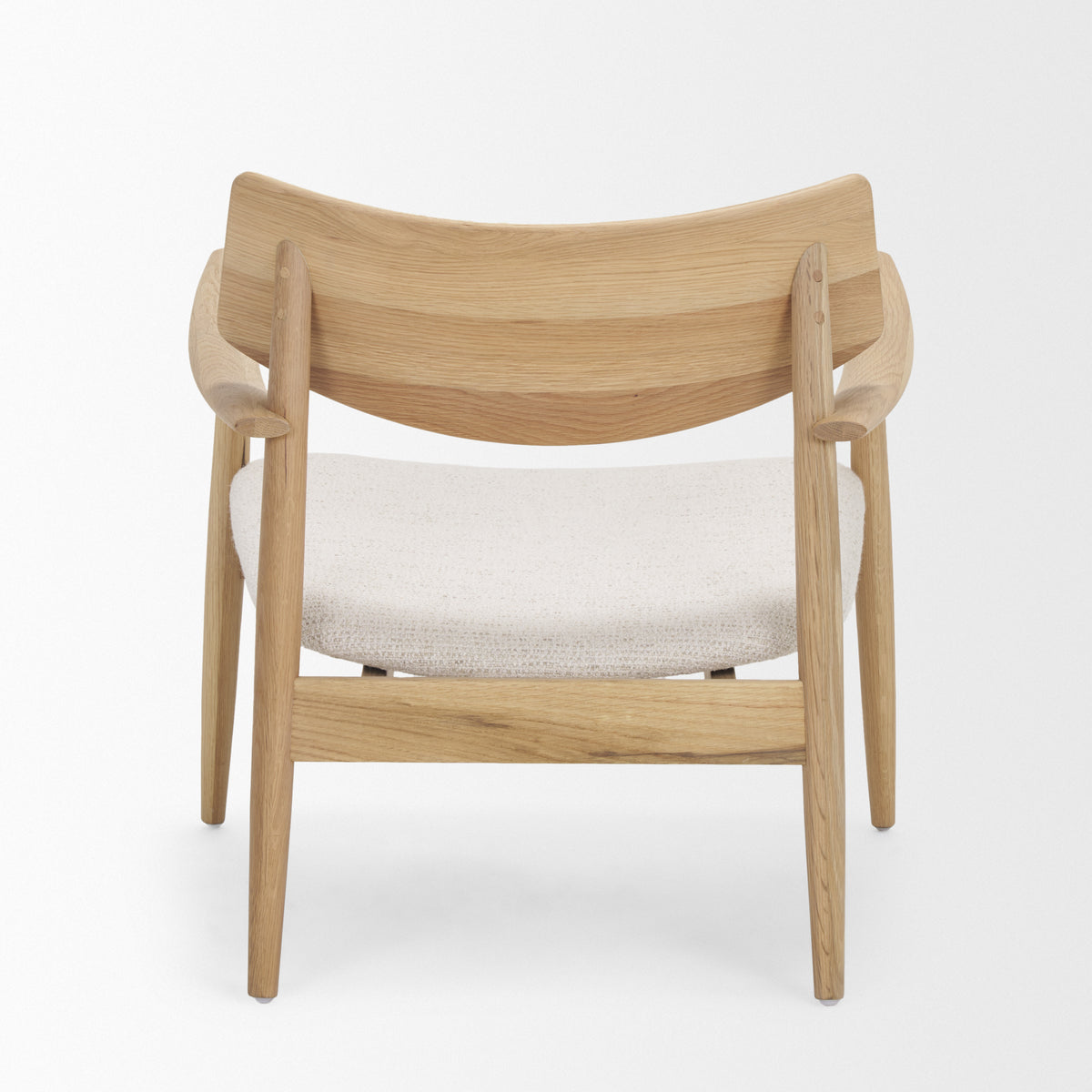 Haggen Oak Wood w/ Cream Fabric Accent Chair-Accent Chairs-DECOROLALA
