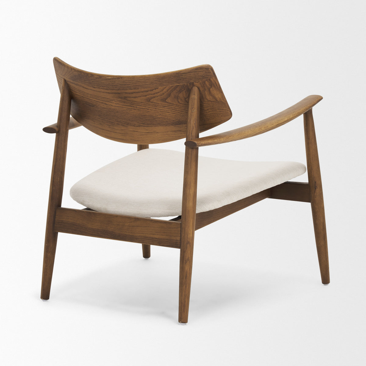 Haggen Oak Wood w/ Cream Fabric Accent Chair-Accent Chairs-DECOROLALA