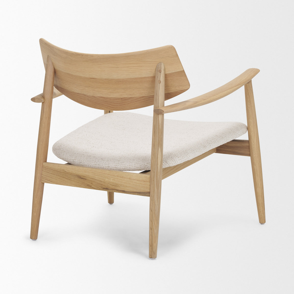 Haggen Oak Wood w/ Cream Fabric Accent Chair-Accent Chairs-DECOROLALA