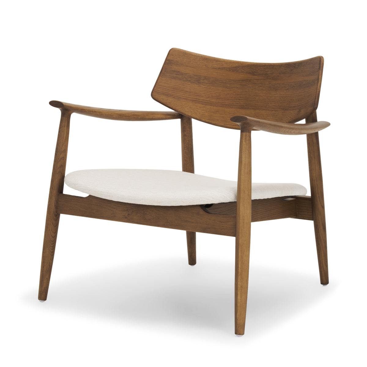 Haggen Oak Wood w/ Cream Fabric Accent Chair-Accent Chairs-DECOROLALA