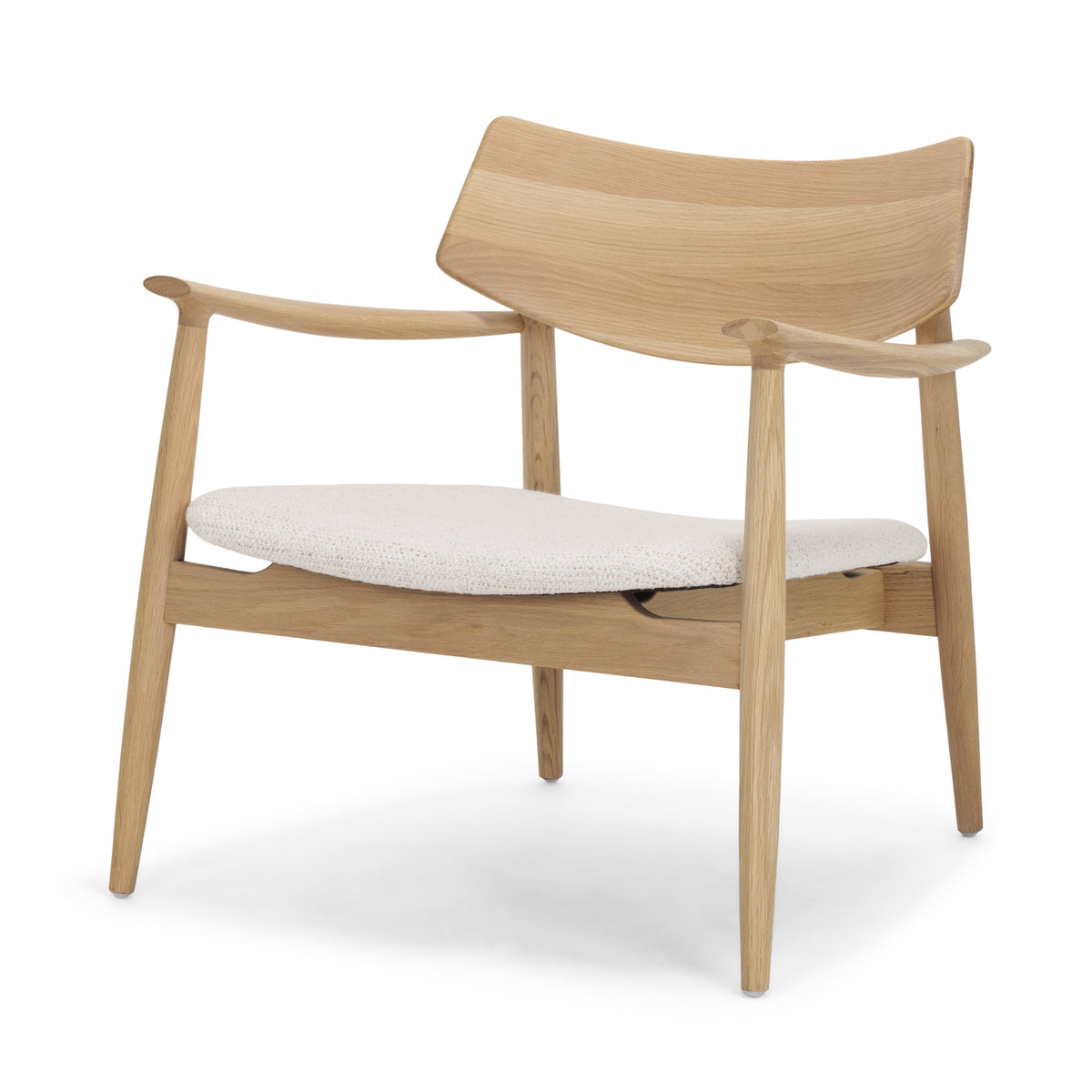 Haggen Oak Wood w/ Cream Fabric Accent Chair-Accent Chairs-DECOROLALA