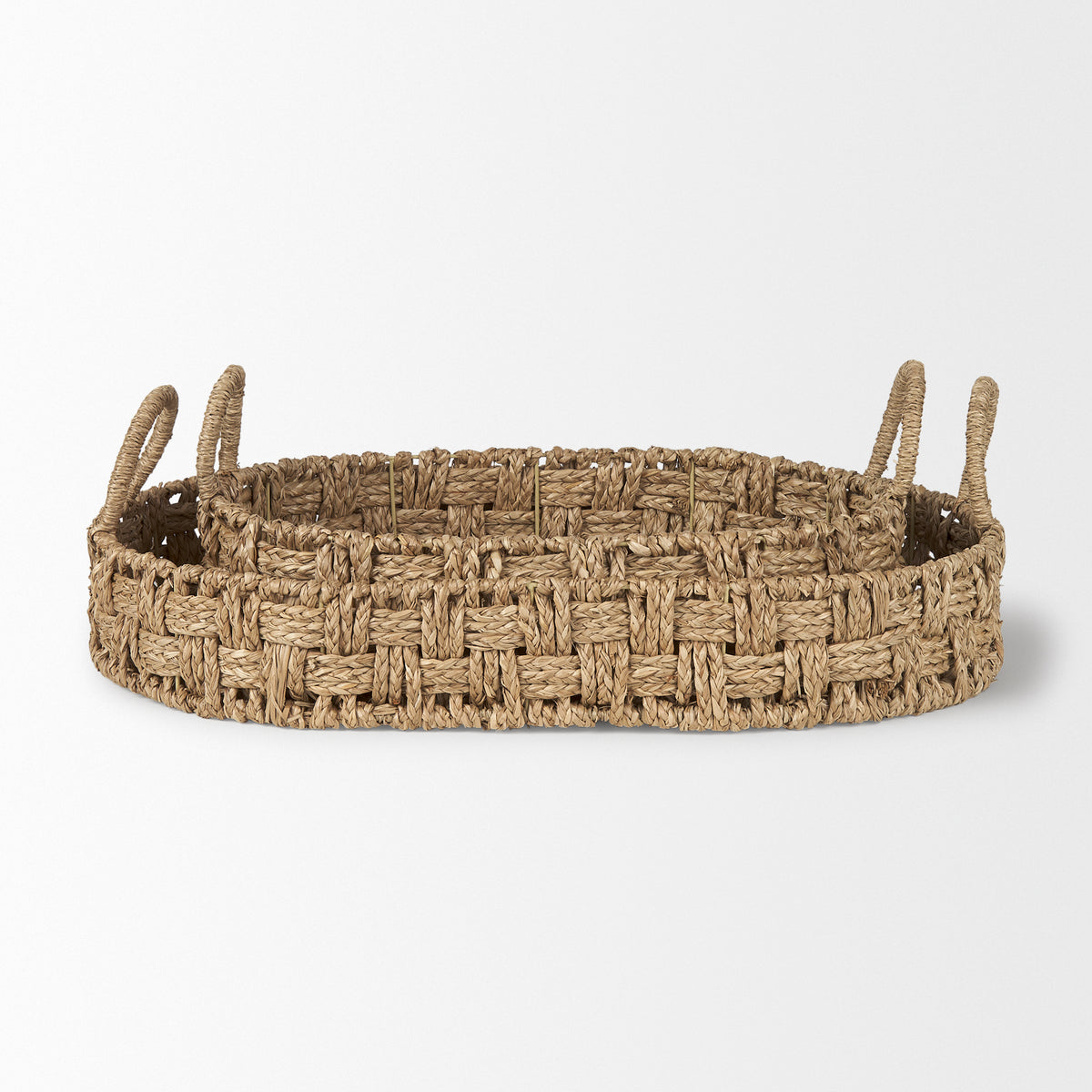 Haini Set of 2 Large Basketweave Seagrass Trays w/ Loop Handles-Trays-DECOROLALA